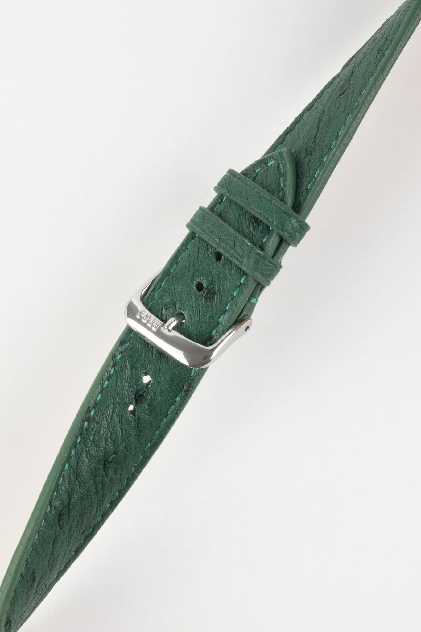 RIOS1931 MAISON Genuine Ostrich Leather Watch Strap in FOREST GREEN