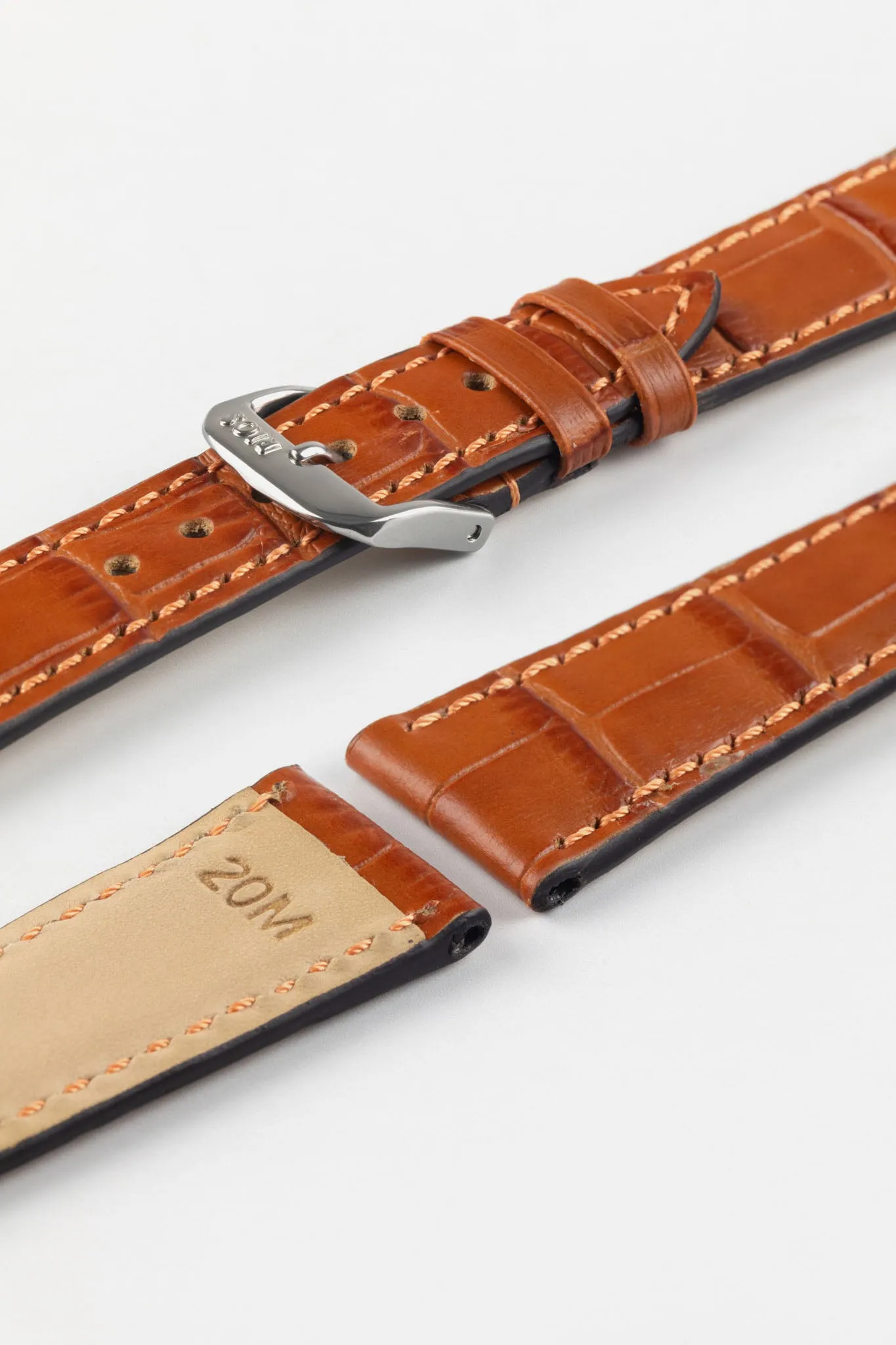 RIOS1931 ORLANDO Alligator-Embossed Leather Watch Strap in COGNAC