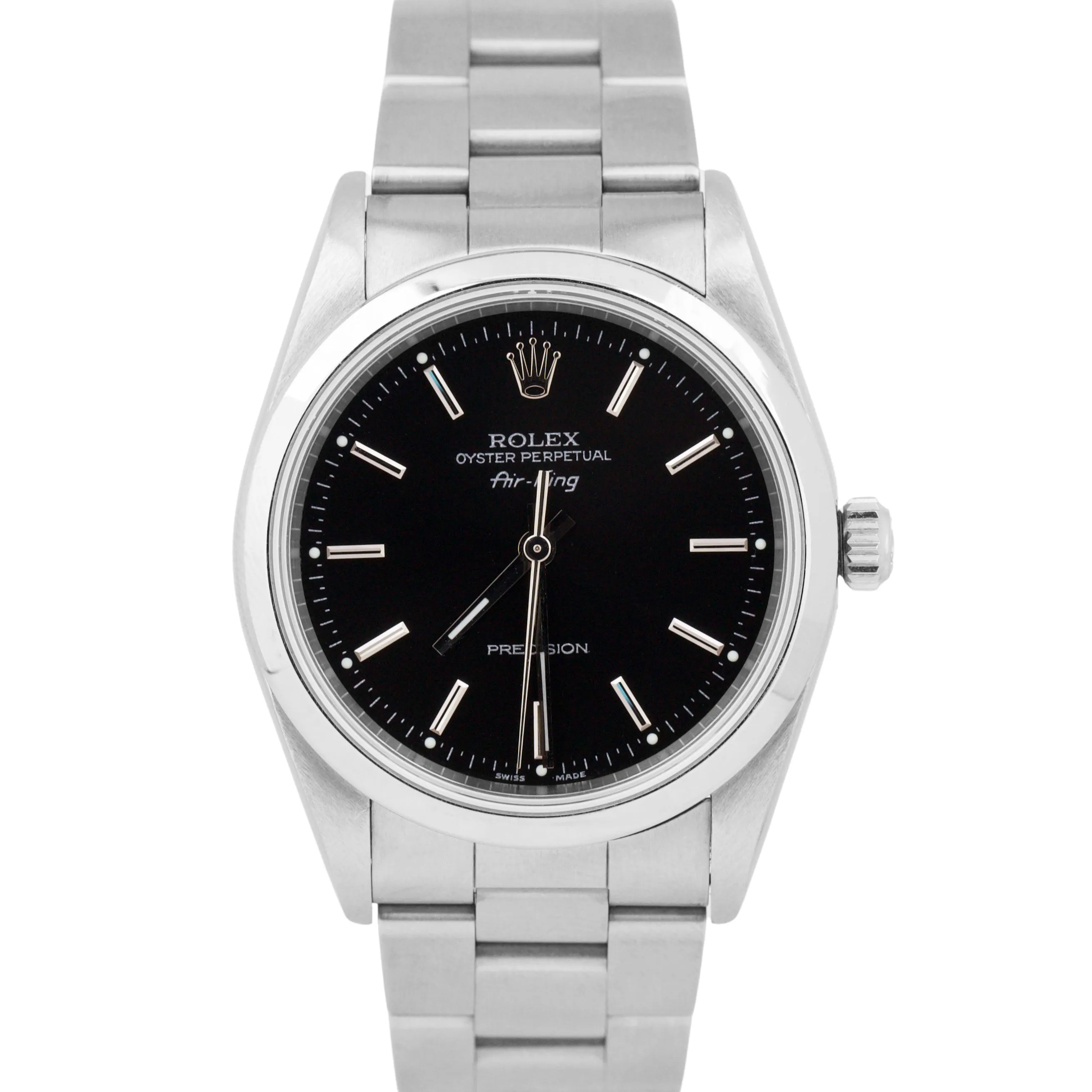 Rolex Air-King Precision BLACK Stainless Steel 34mm Automatic Watch 14000M