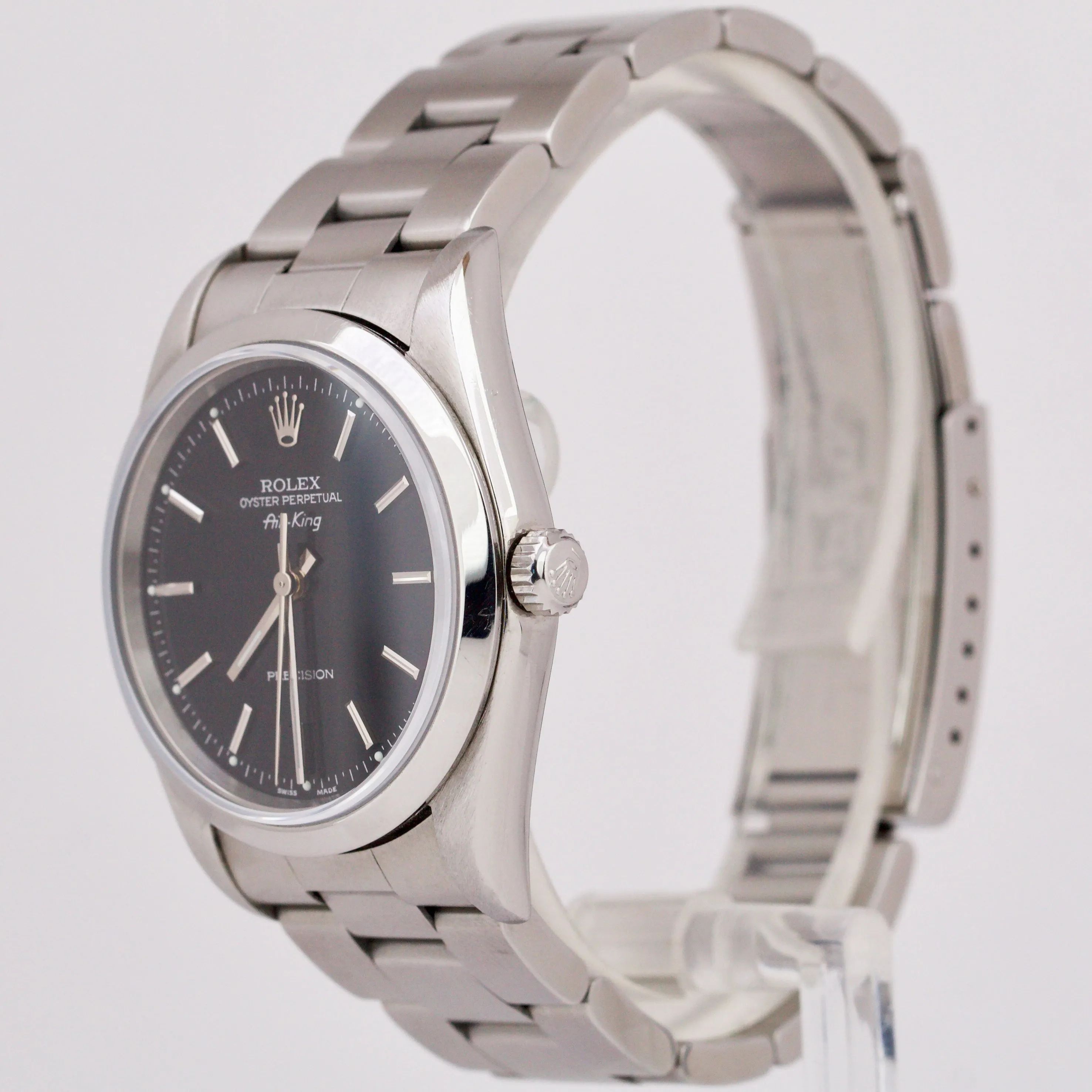 Rolex Air-King Precision BLACK Stainless Steel 34mm Automatic Watch 14000M