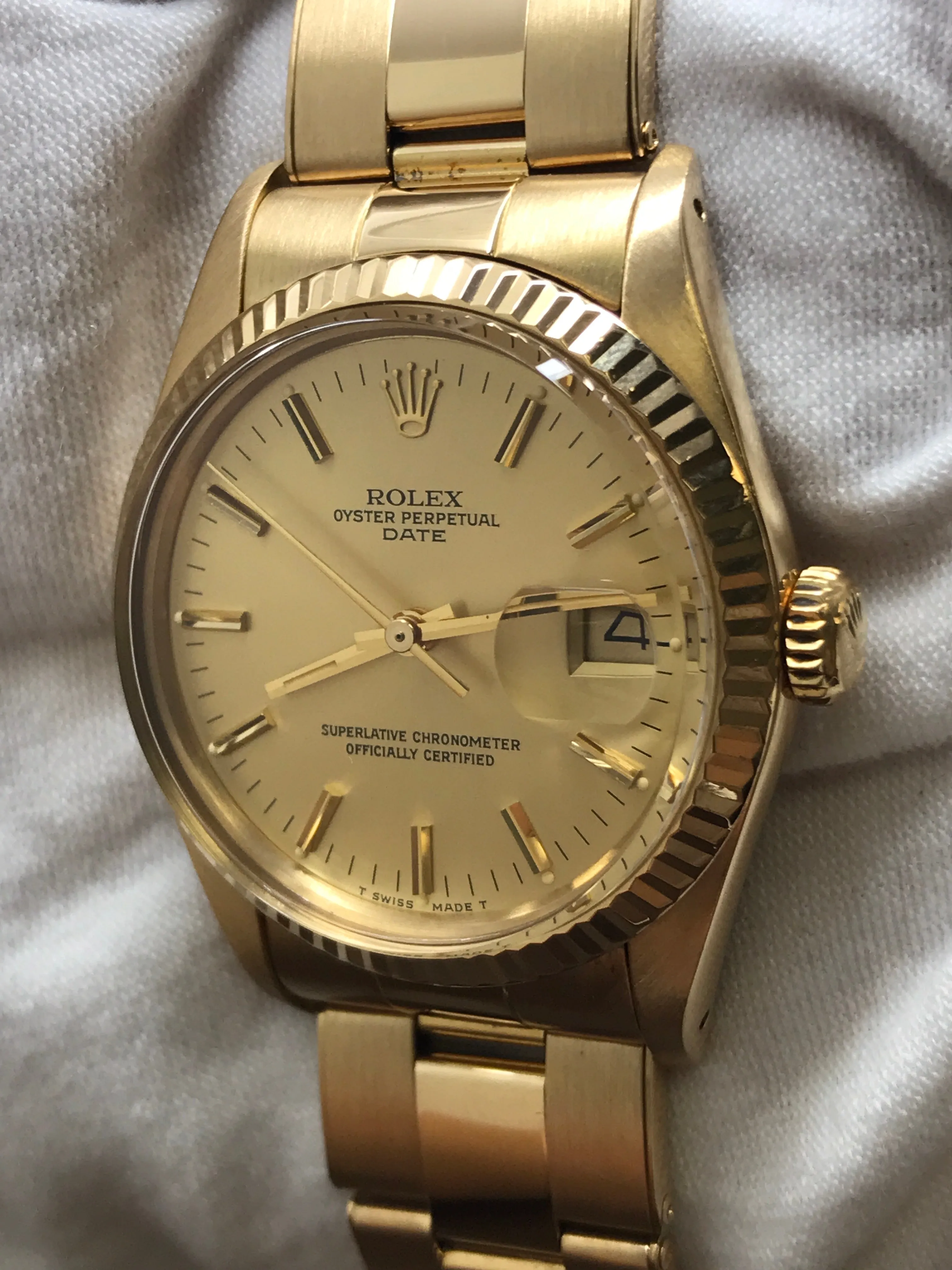 Rolex Date 34mm 15038 Champagne Dial Automatic Watch