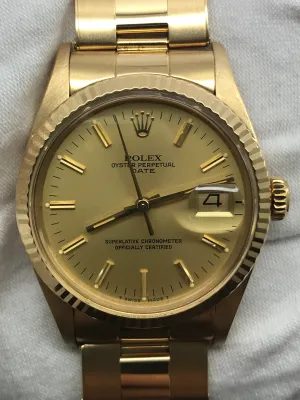 Rolex Date 34mm 15038 Champagne Dial Automatic Watch