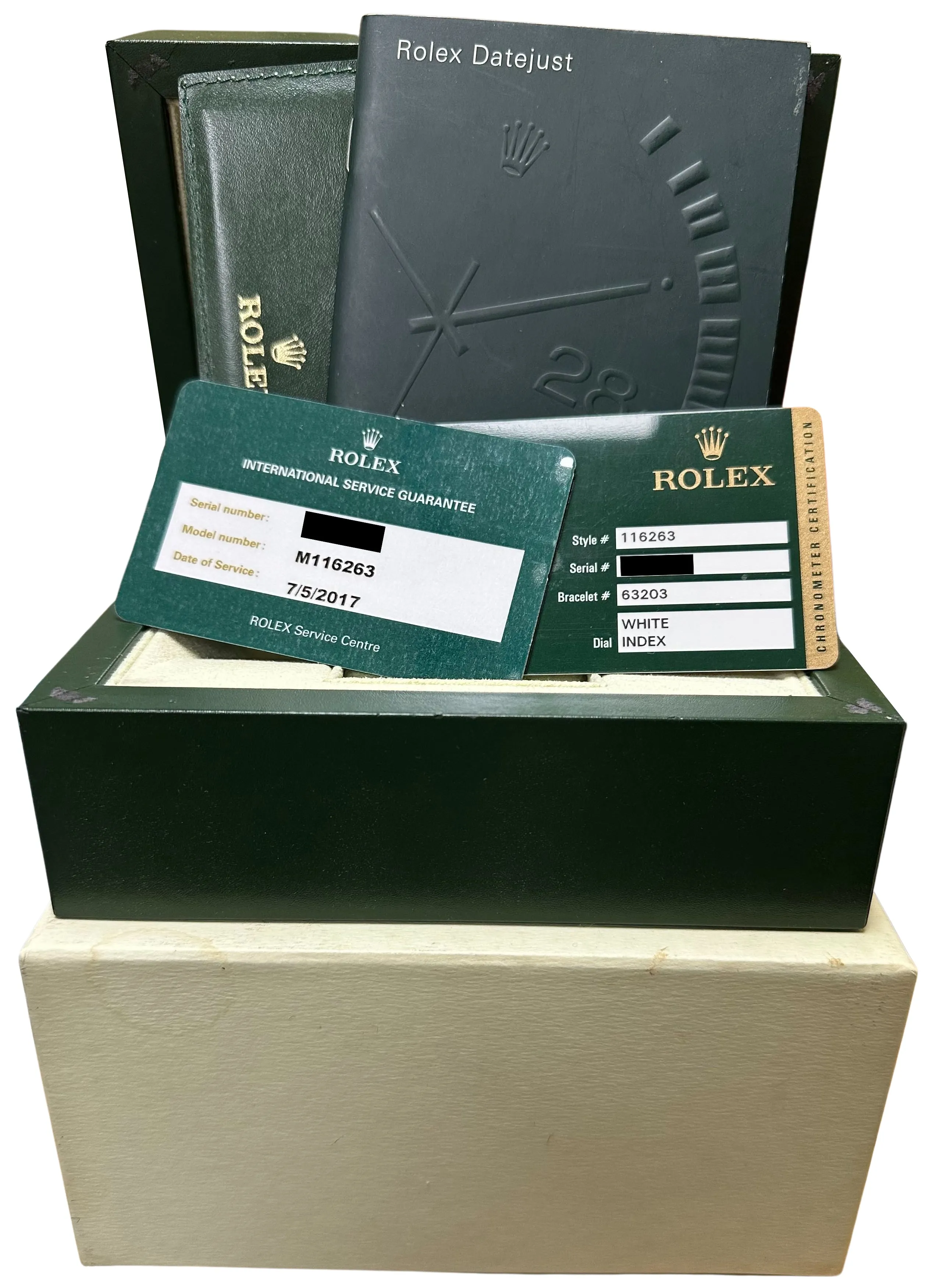 Rolex DateJust 116263 Turn-O-Graph 36mm White Thunderbird Two-Tone Watch RSC