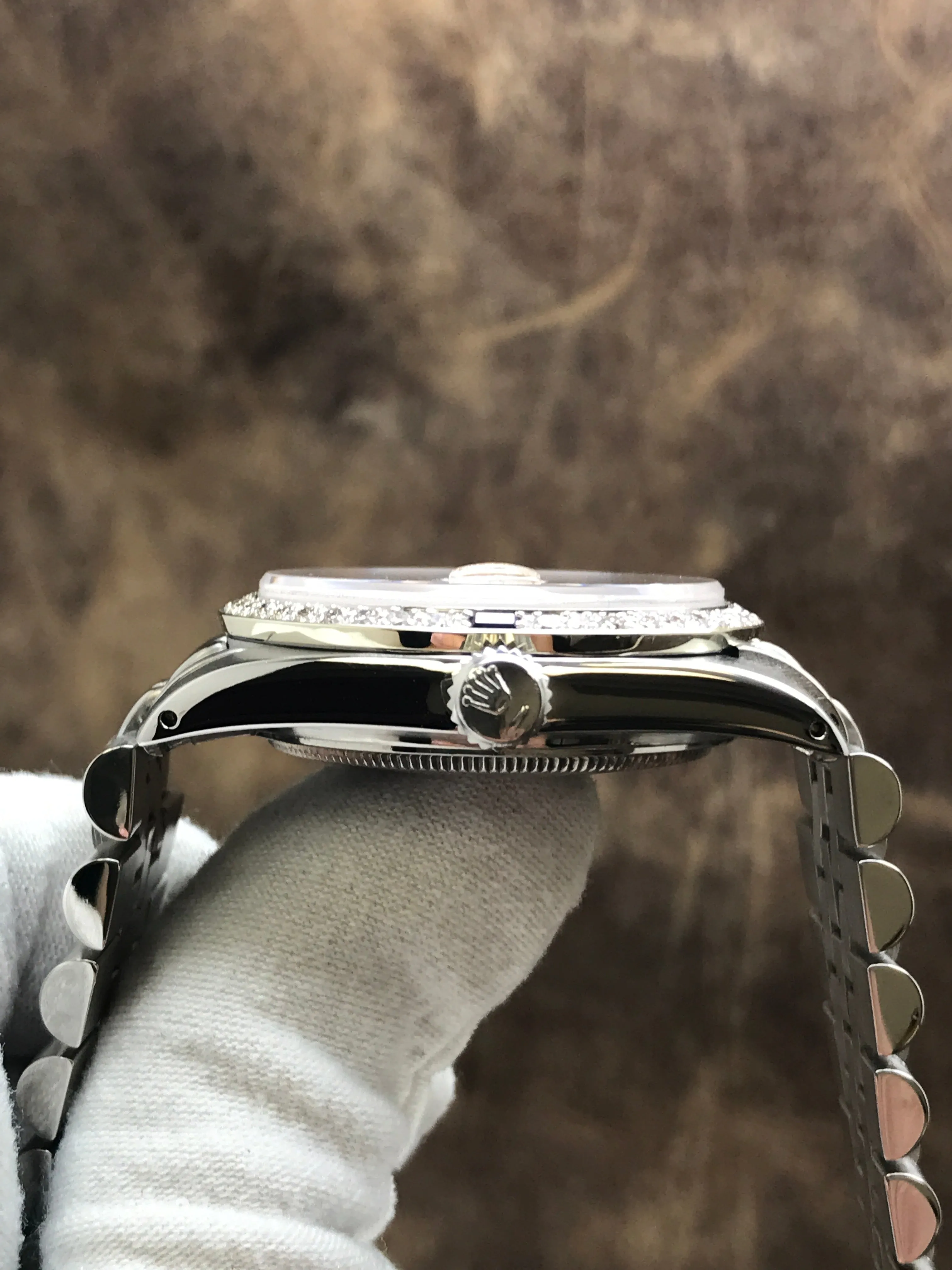 Rolex Datejust 36mm 16014 Custom Pave Diamonds Dial Automatic Watch