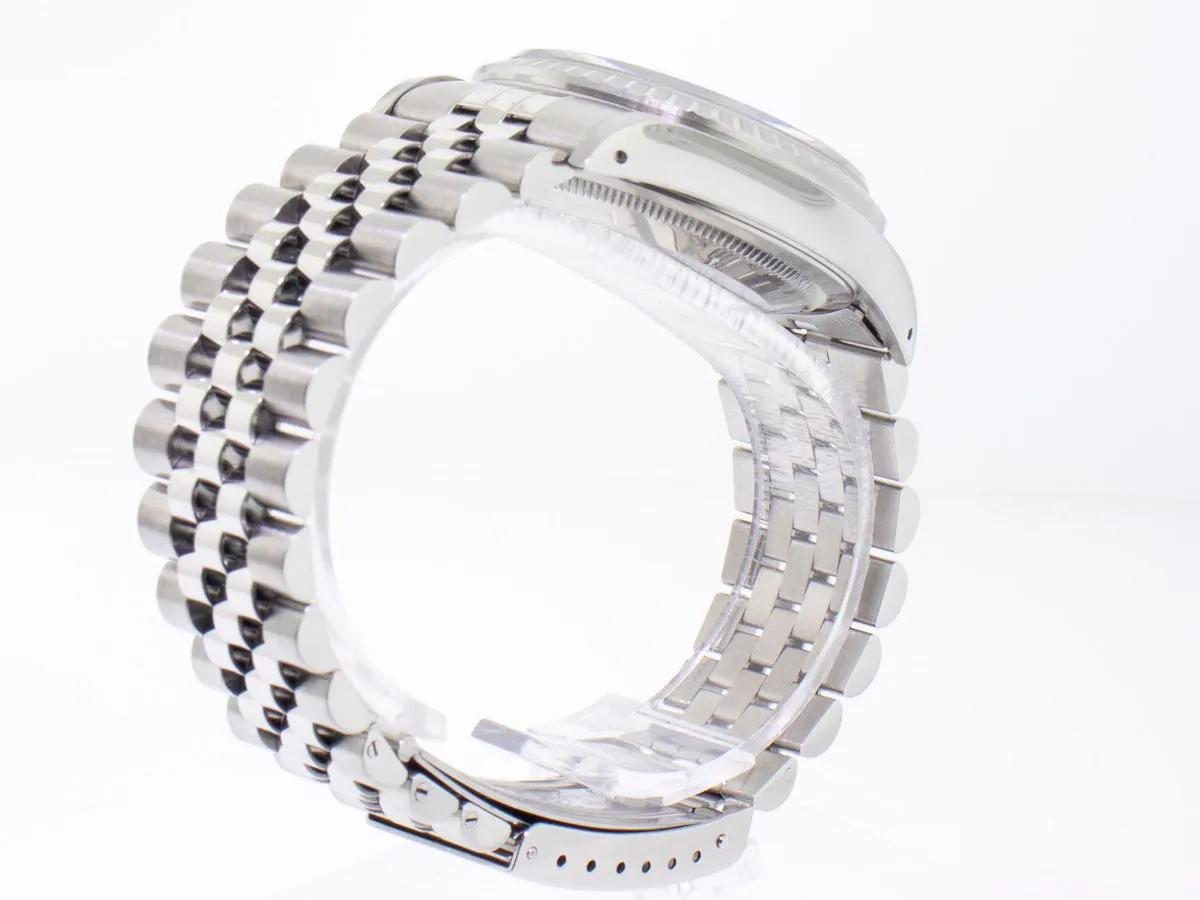 Rolex Datejust 36mm Stainless Steel Blue Stick Dial Engine Turned Bezel 16220
