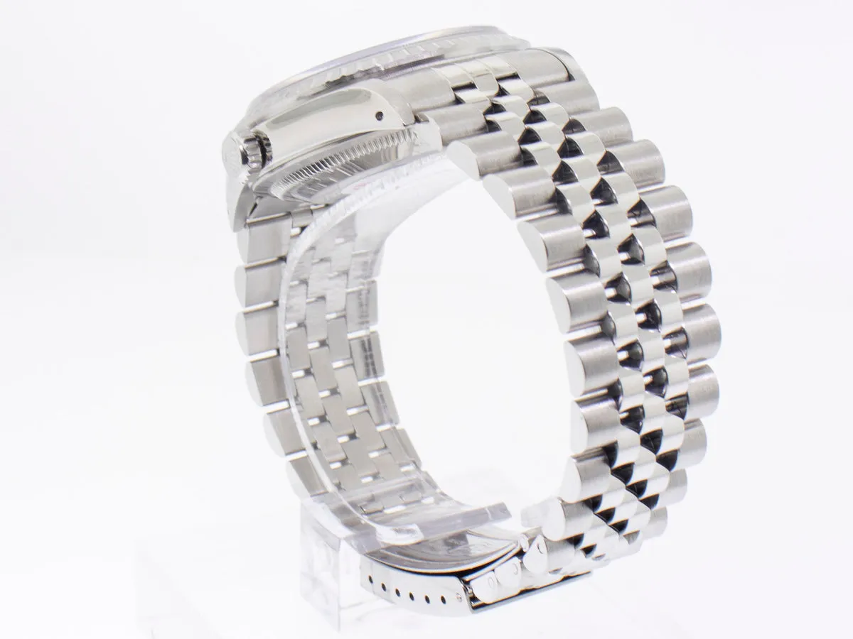 Rolex Datejust 36mm Stainless Steel Blue Stick Dial Engine Turned Bezel 16220