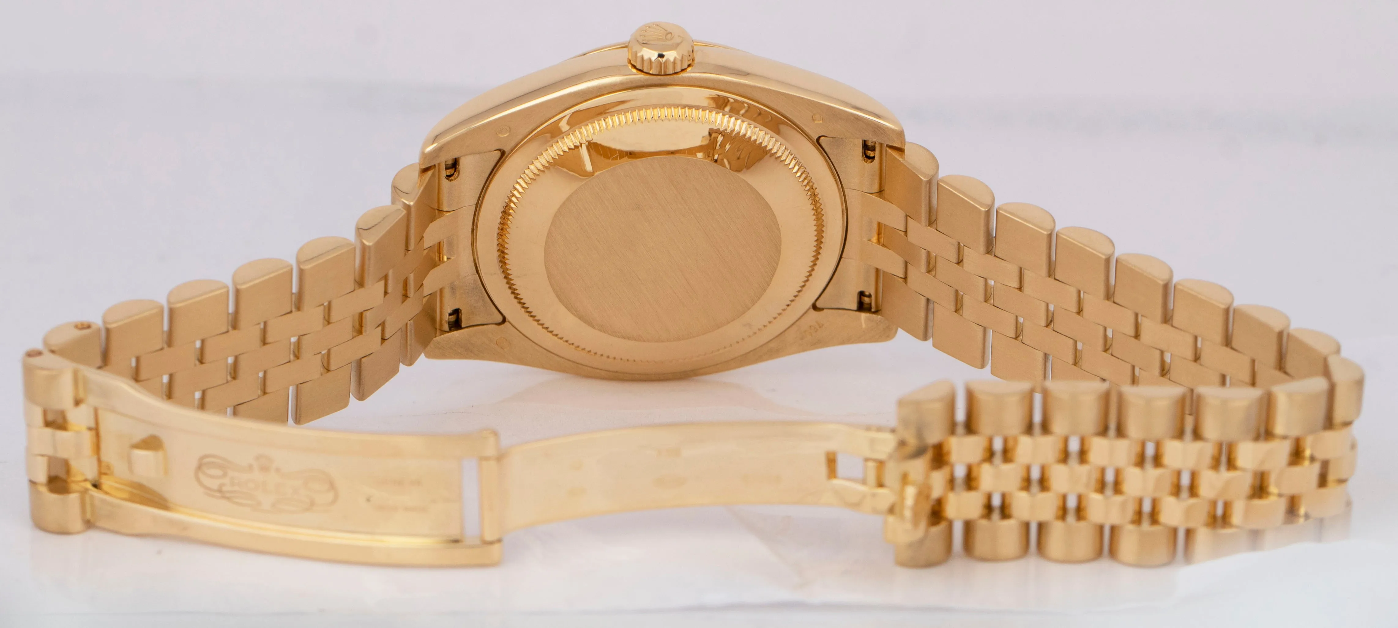 Rolex DateJust 36mm White Roman 18K Yellow Gold Smooth Jubilee Watch 116208