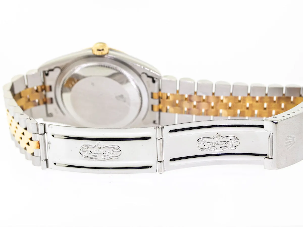 Rolex Datejust 36mm Yellow Gold & Steel Ivory Pyramid Dial & Fluted Bezel 16233