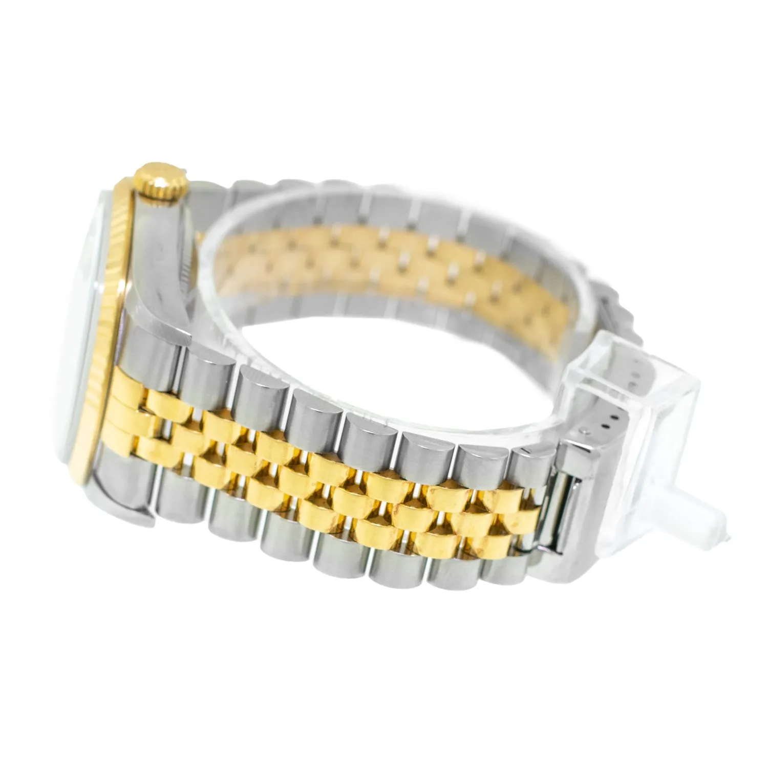 Rolex Datejust 36mm Yellow Gold Steel Mother of Pearl Diamond Dial, Fluted Bezel 16233