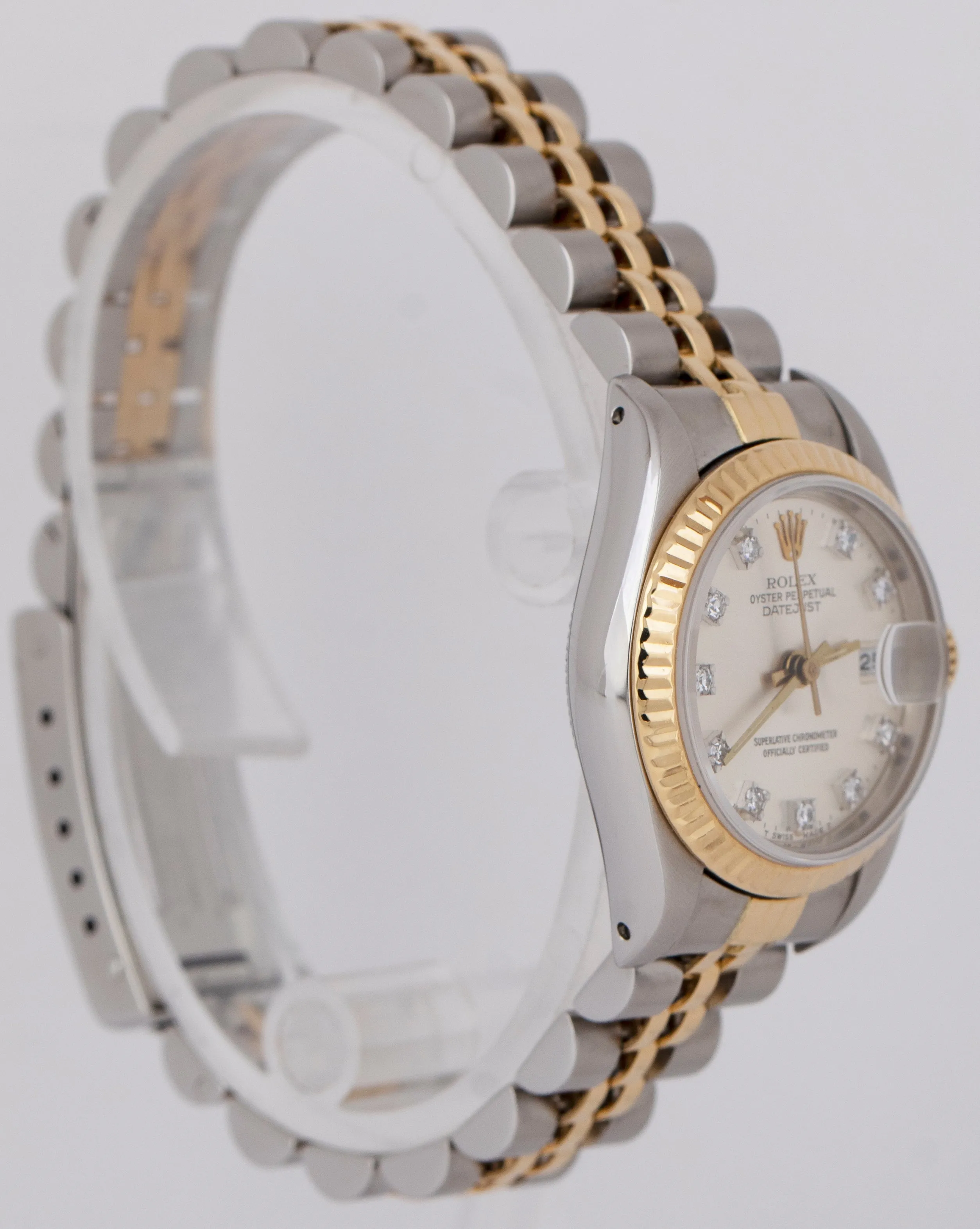 Rolex DateJust FACTORY DIAMOND Silver Two-Tone 18K Yellow Gold 26mm Watch 69173