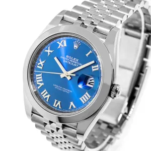 Rolex Datejust II 41mm Stainless Steel Blue Roman Dial & Domed Bezel 126300