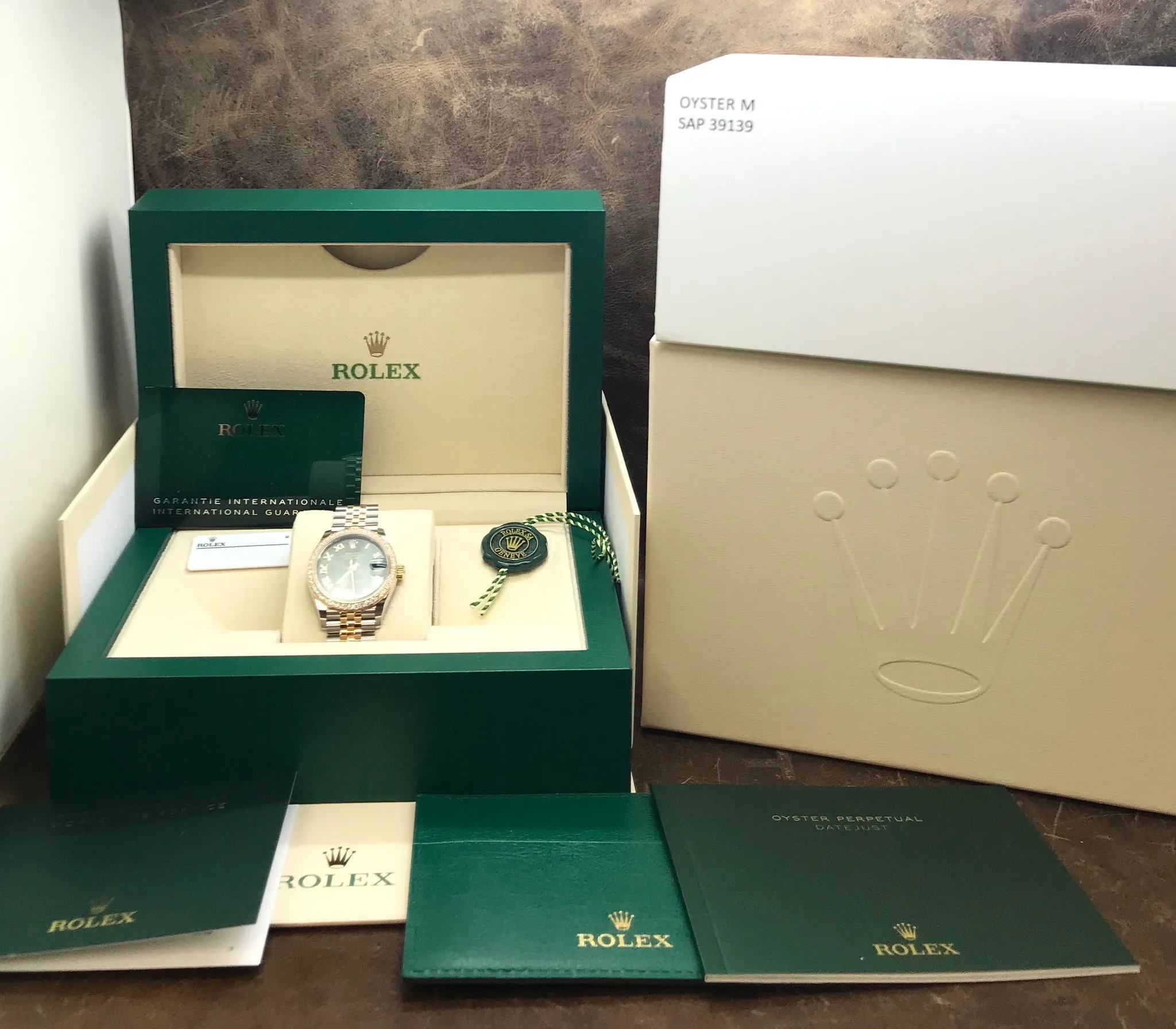 Rolex Datejust Midsize 31mm 278383RBR Olive Green Diamond Dial Automatic Women's Watch
