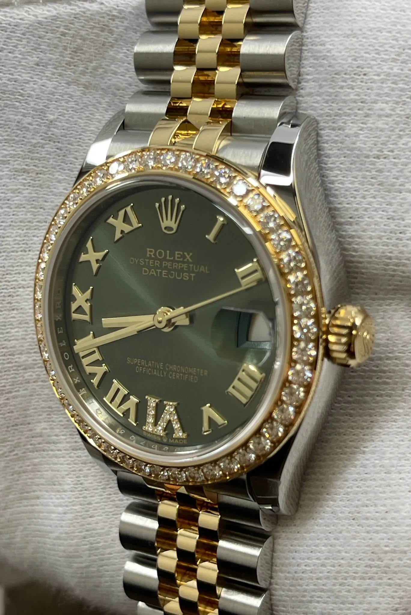 Rolex Datejust Midsize 31mm 278383RBR Olive Green Diamond Dial Automatic Women's Watch