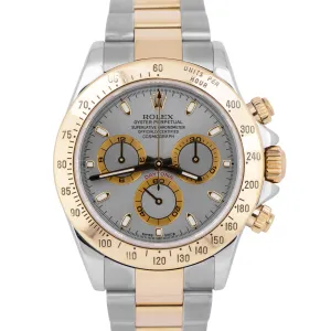 Rolex Daytona Cosmograph SLATE Rhodium 18K Yellow Gold Stainless Watch 116523