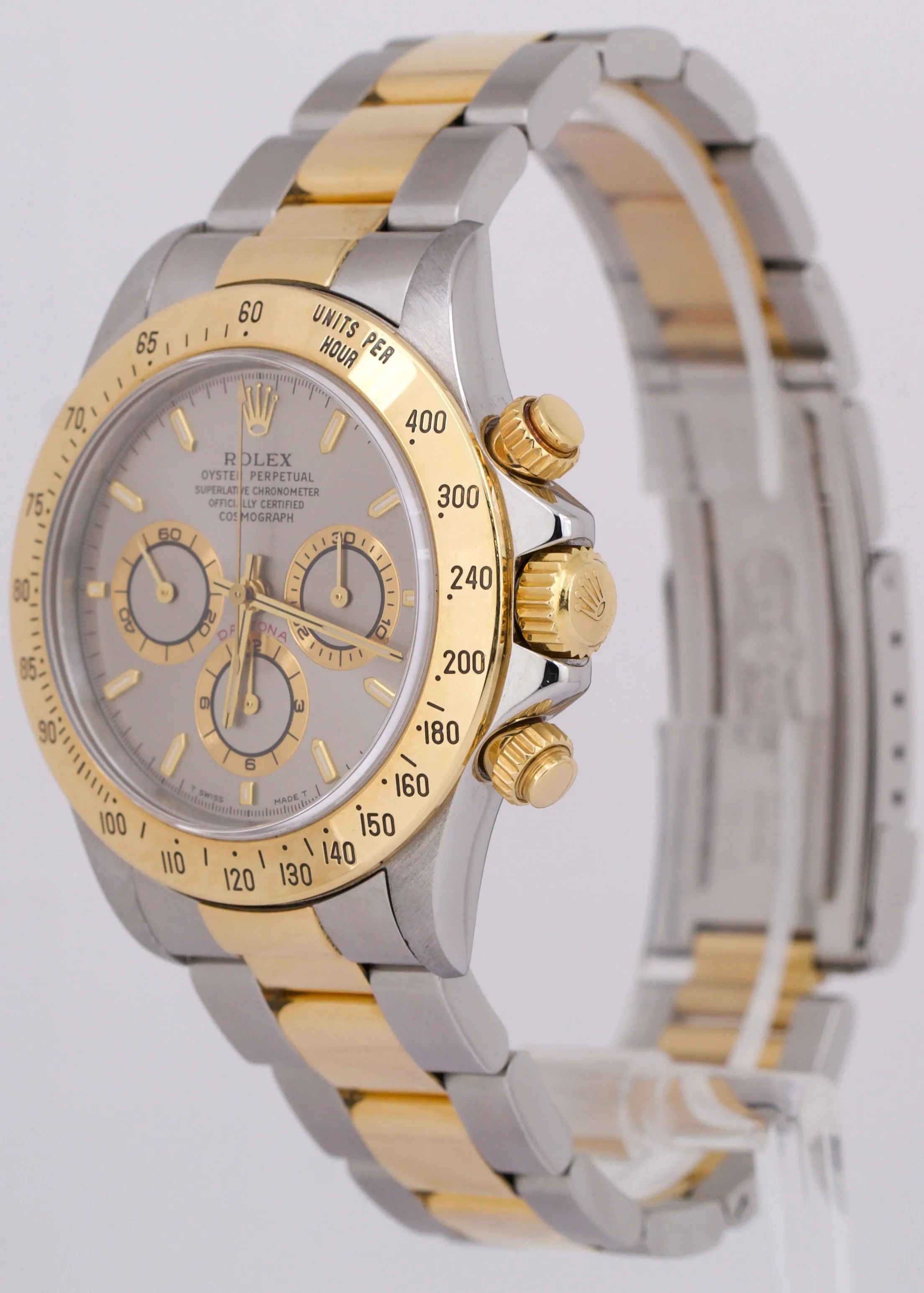 Rolex Daytona Cosmograph SLATE Rhodium 18K Yellow Gold Stainless Watch 16523