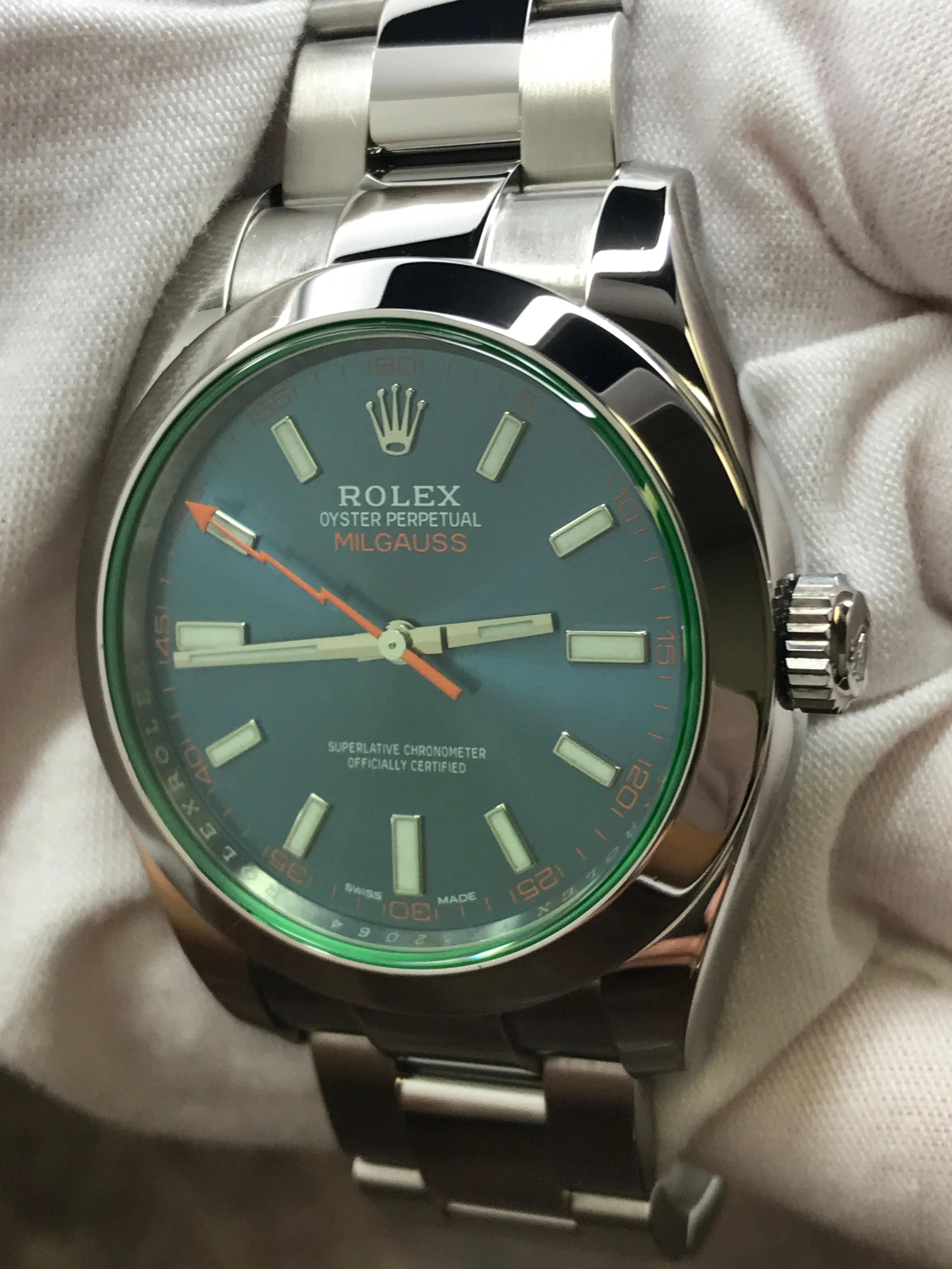 Rolex Green Milgauss 116400GV Blue Dial Automatic Men's Watch