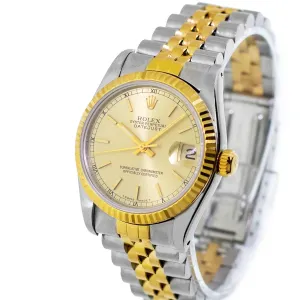 Rolex Lady-Datejust 31mm Yellow Gold Steel Champagne Index Dial & Fluted Bezel 68273