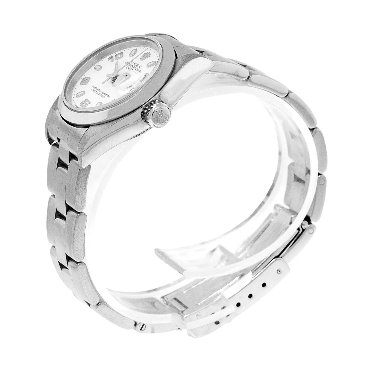 Rolex Lady Oyster Perpetual Date 26mm Stainless Steel White Arabic Dial & Smooth Bezel 69160