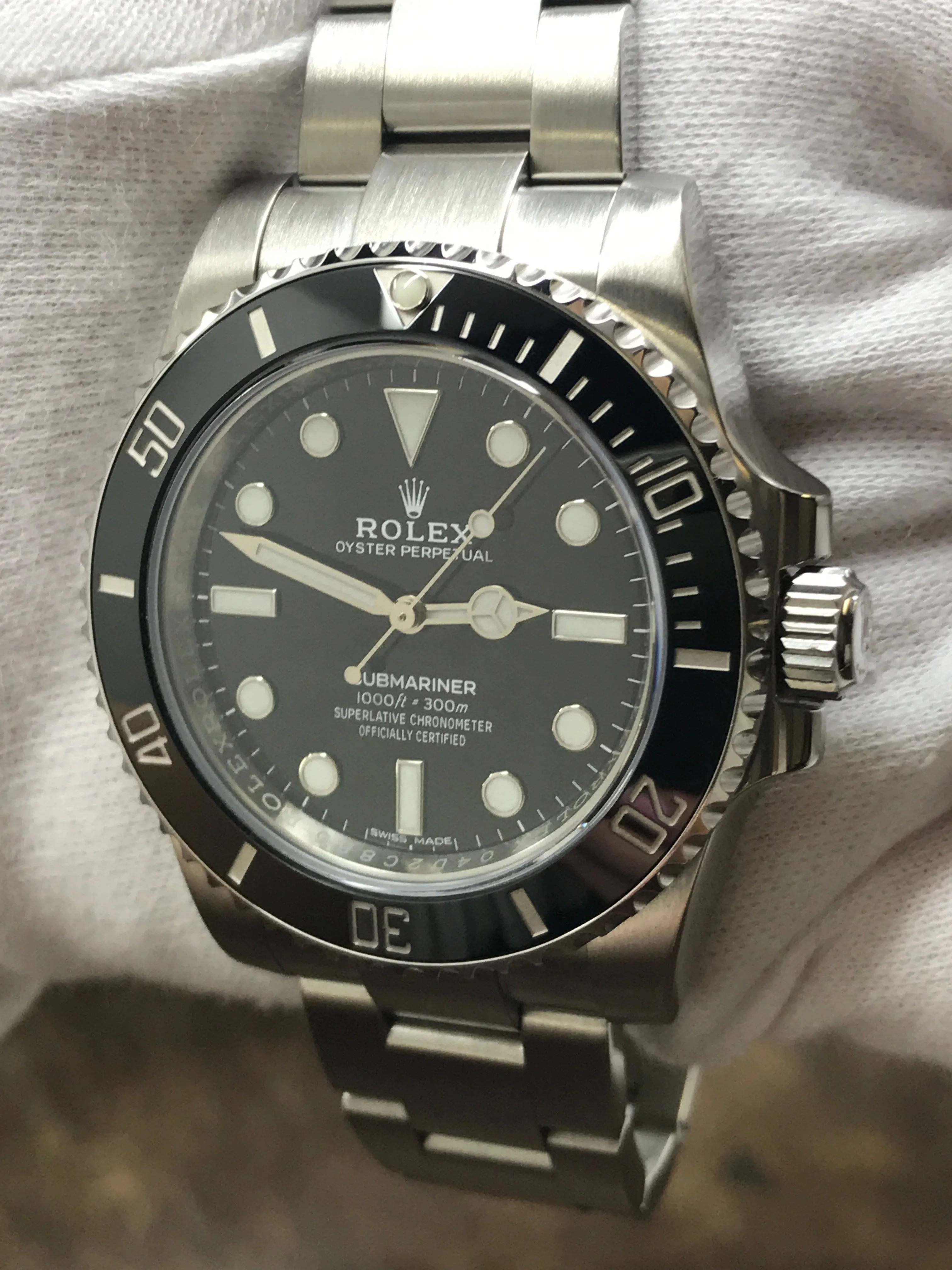 Rolex No Date Submariner Ceramic 114060 Black Dial Automatic Men's Watch
