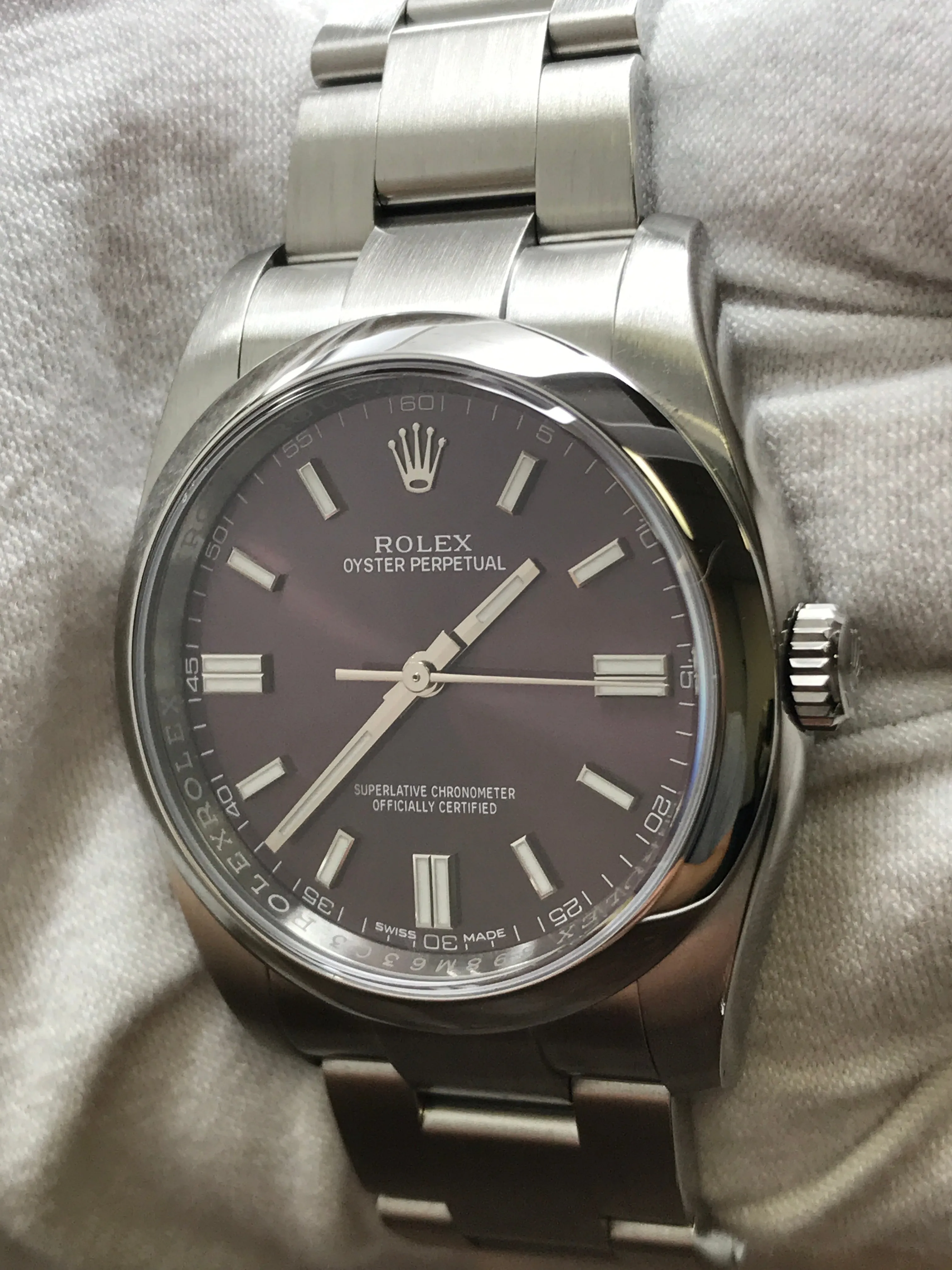 Rolex Oyster Perpetual 36mm 116000 Red Grape Dial Automatic Watch