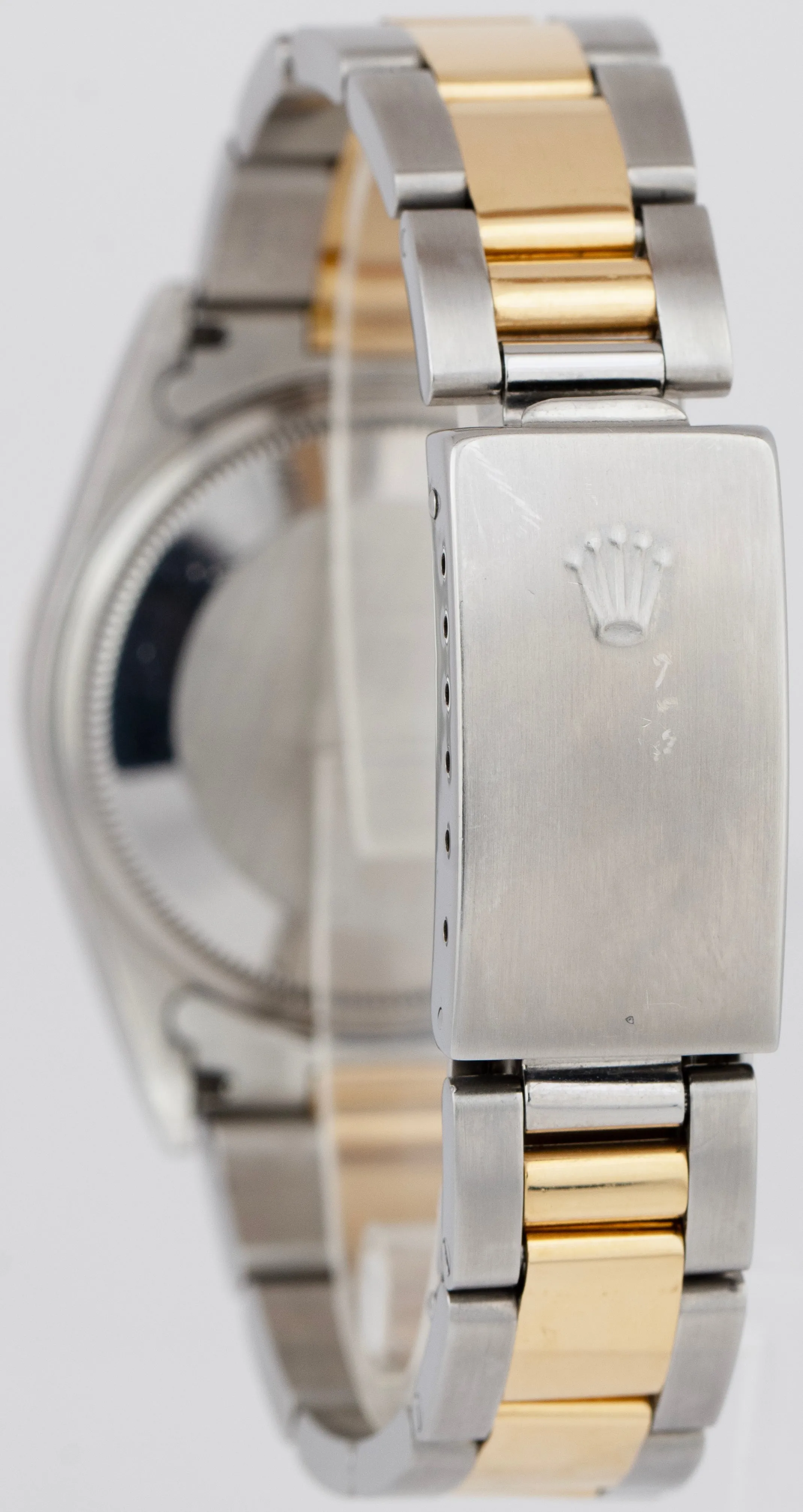 Rolex Oyster Perpetual NO-HOLES CASE Slate Gray Two-Tone Gold 34mm Watch 14203