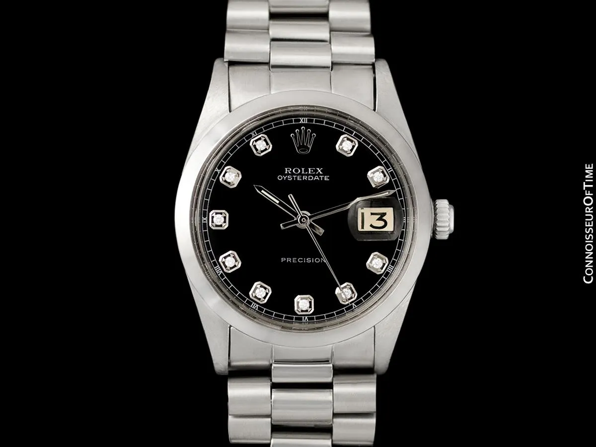 Rolex Oysterdate Mens Date Watch with Both Bracelet & Strap - Stainless Steel & Diamonds