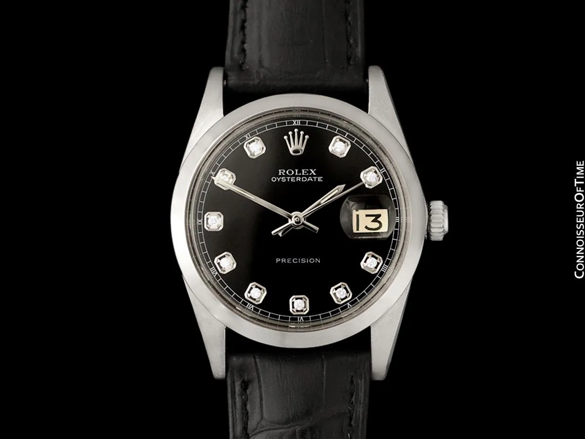 Rolex Oysterdate Mens Date Watch with Both Bracelet & Strap - Stainless Steel & Diamonds