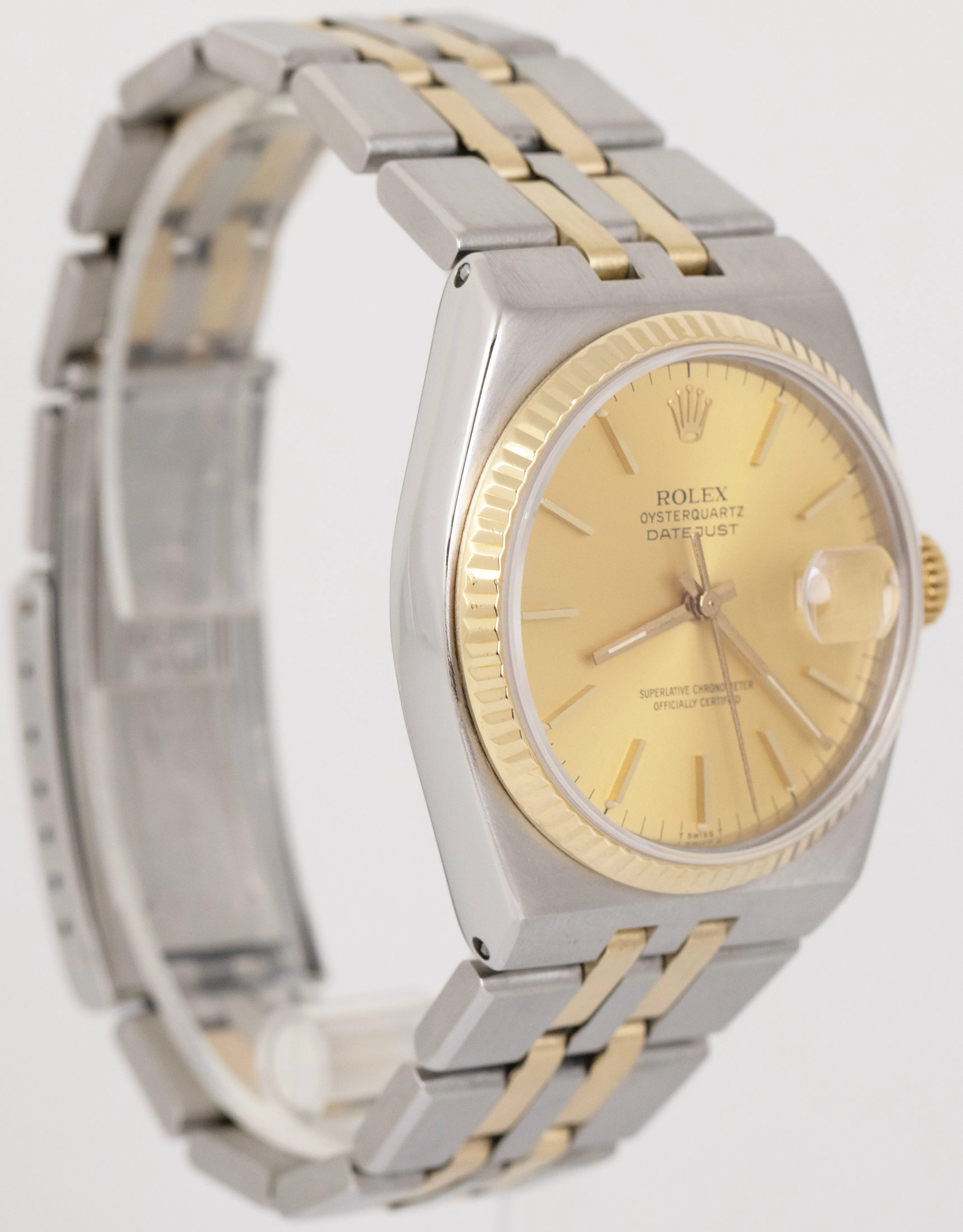 Rolex Oysterquartz DateJust Two-Tone Yellow Gold Stainless Steel Watch 17013