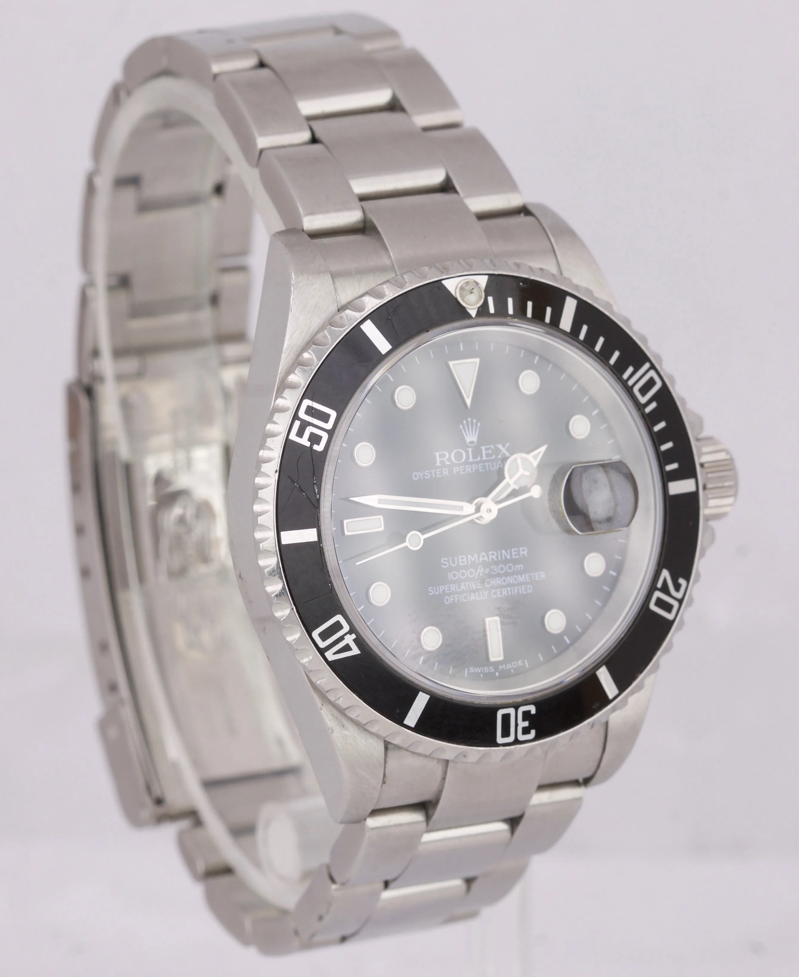 Rolex Submariner Date 16610 T Stainless Dive Watch SEL NO-HOLES Pre-Ceramic B P