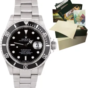 Rolex Submariner Date 16610 T Stainless Dive Watch SEL NO-HOLES Pre-Ceramic B P