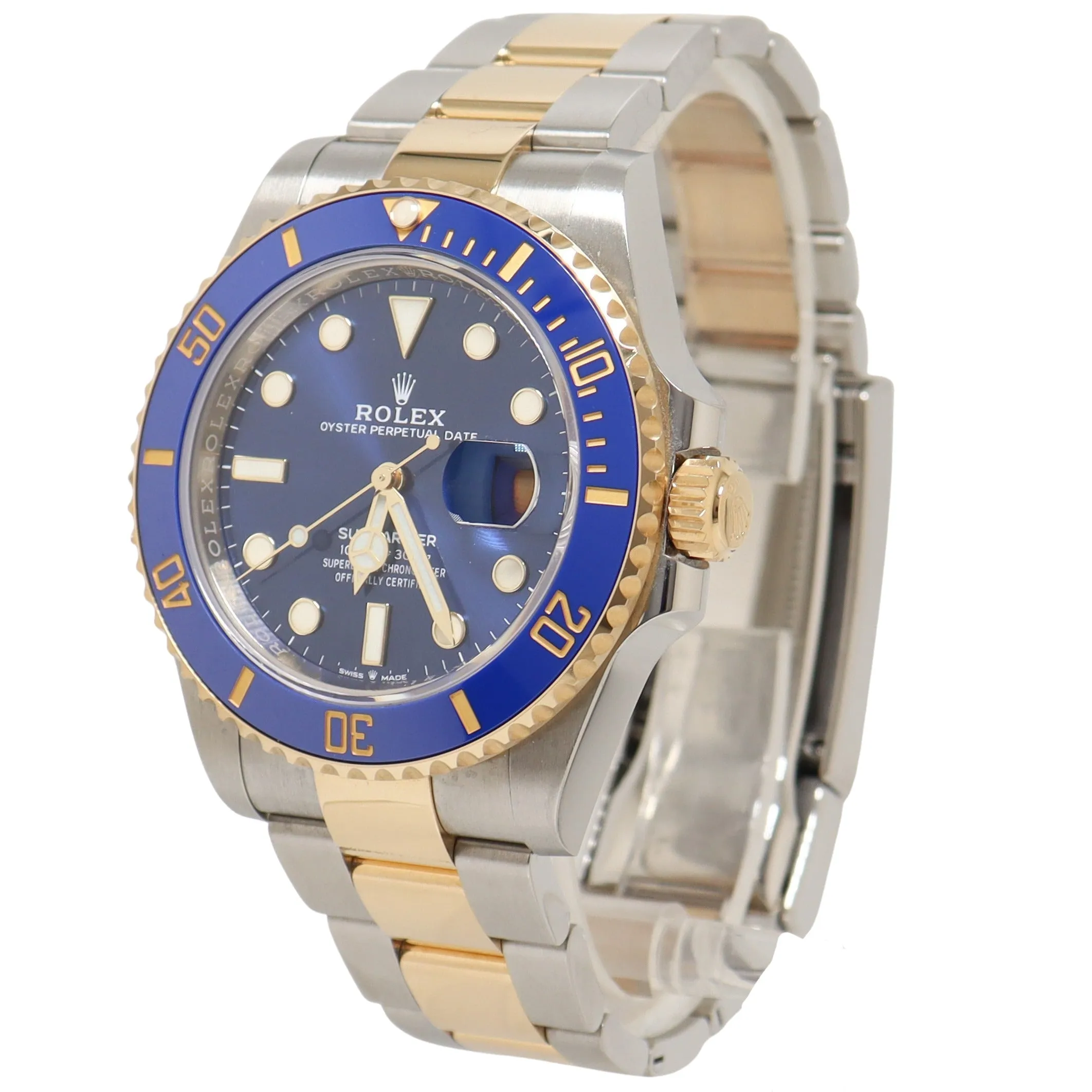 Rolex Submariner Date 41mm Yellow Gold & Steel Blue Dot Dial Watch Ref# 126613LB