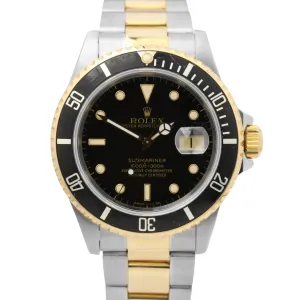 Rolex Submariner Two-Tone Yellow Gold Stainless Black Dial 40mm 16613 LN Watch