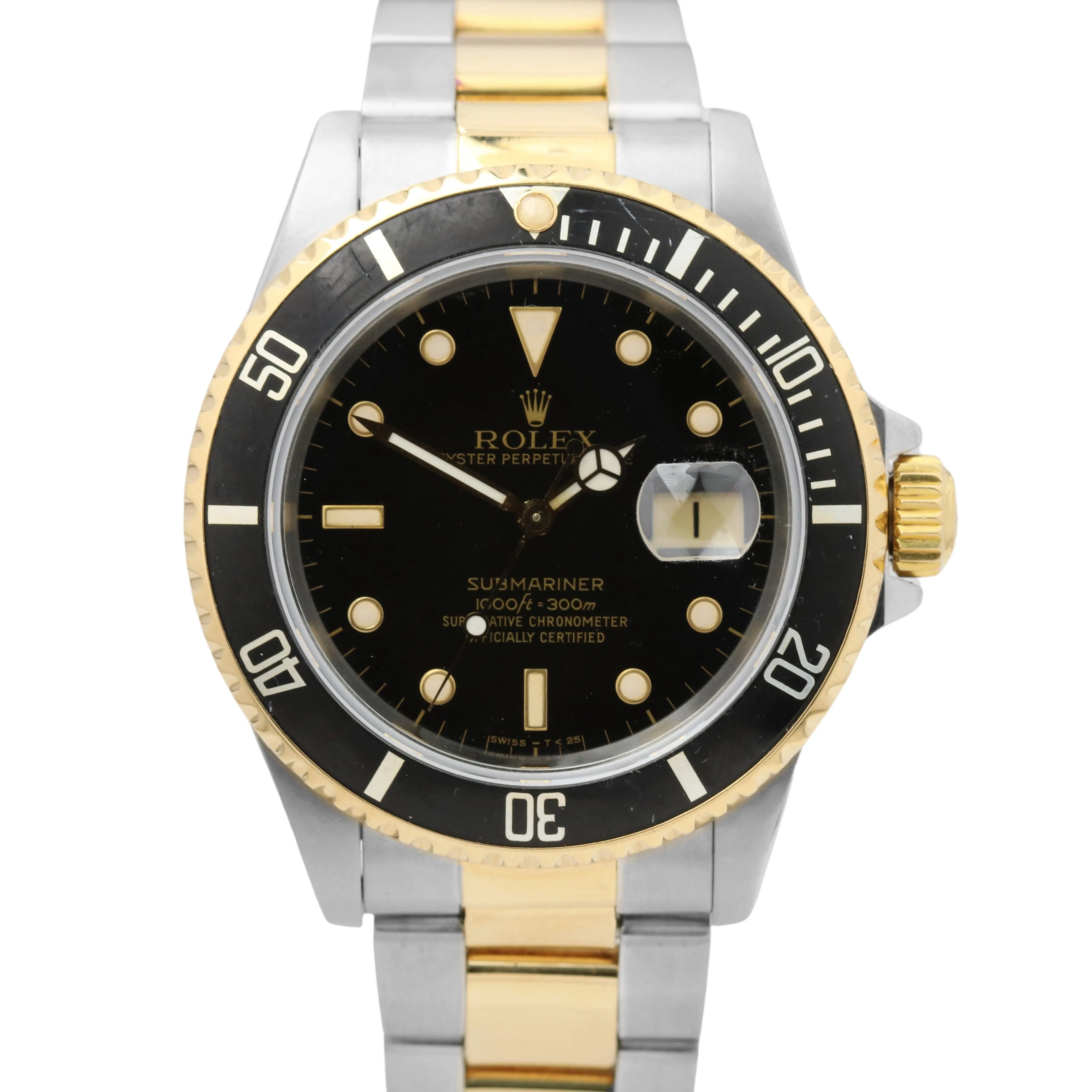 Rolex Submariner Two-Tone Yellow Gold Stainless Black Dial 40mm 16613 LN Watch