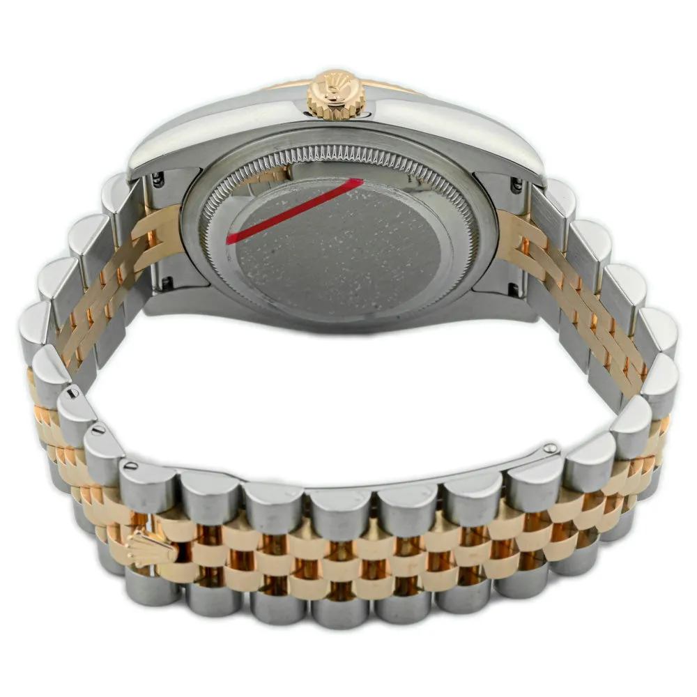Rolex Unisex Datejust 18K Rose Gold & Steel 36mm Pink Rolex Print Diamond Dial Watch Reference #: 116231