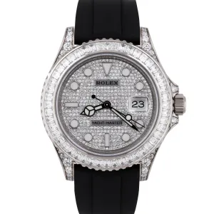 Rolex Yacht-Master 18K White Gold BAGUETTE PAVE DIAMOND DIAL 42mm 226679 TBR B P