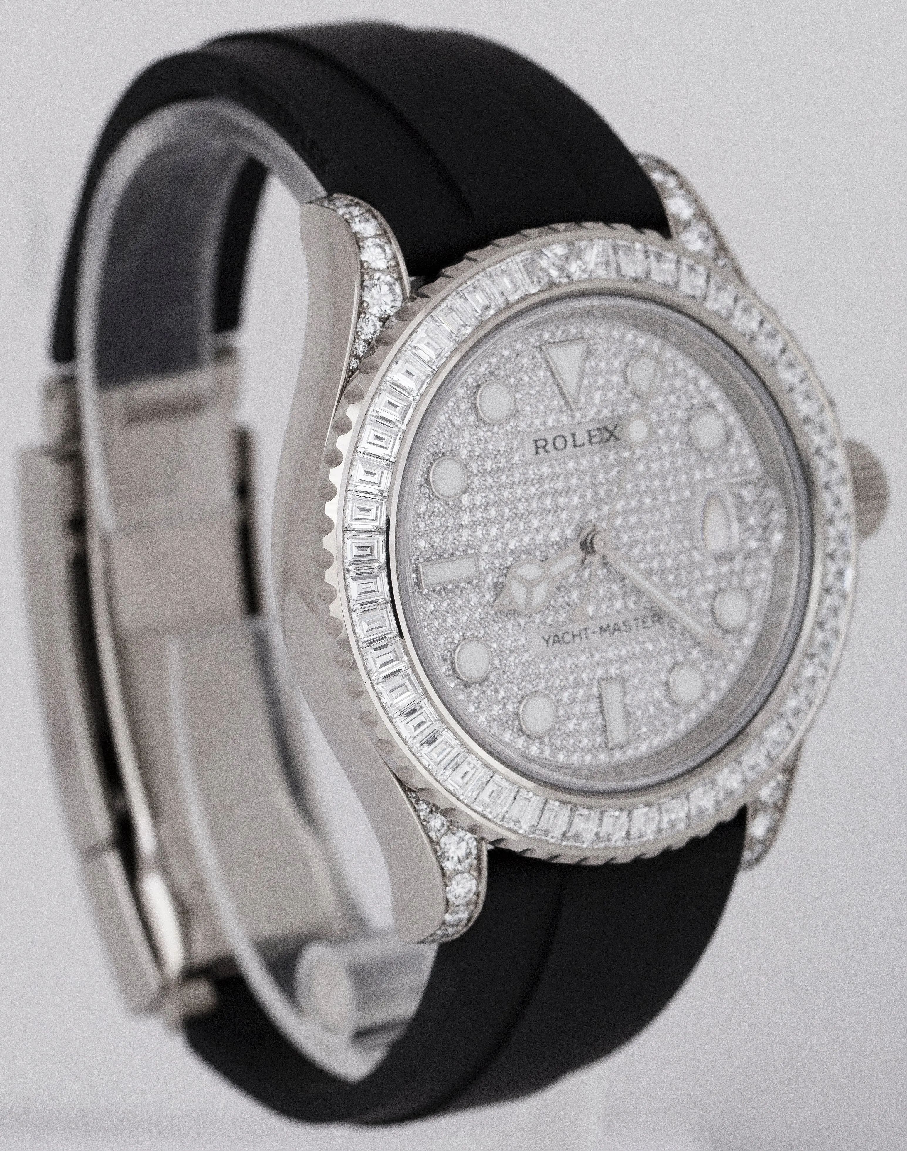Rolex Yacht-Master 18K White Gold BAGUETTE PAVE DIAMOND DIAL 42mm 226679 TBR B P