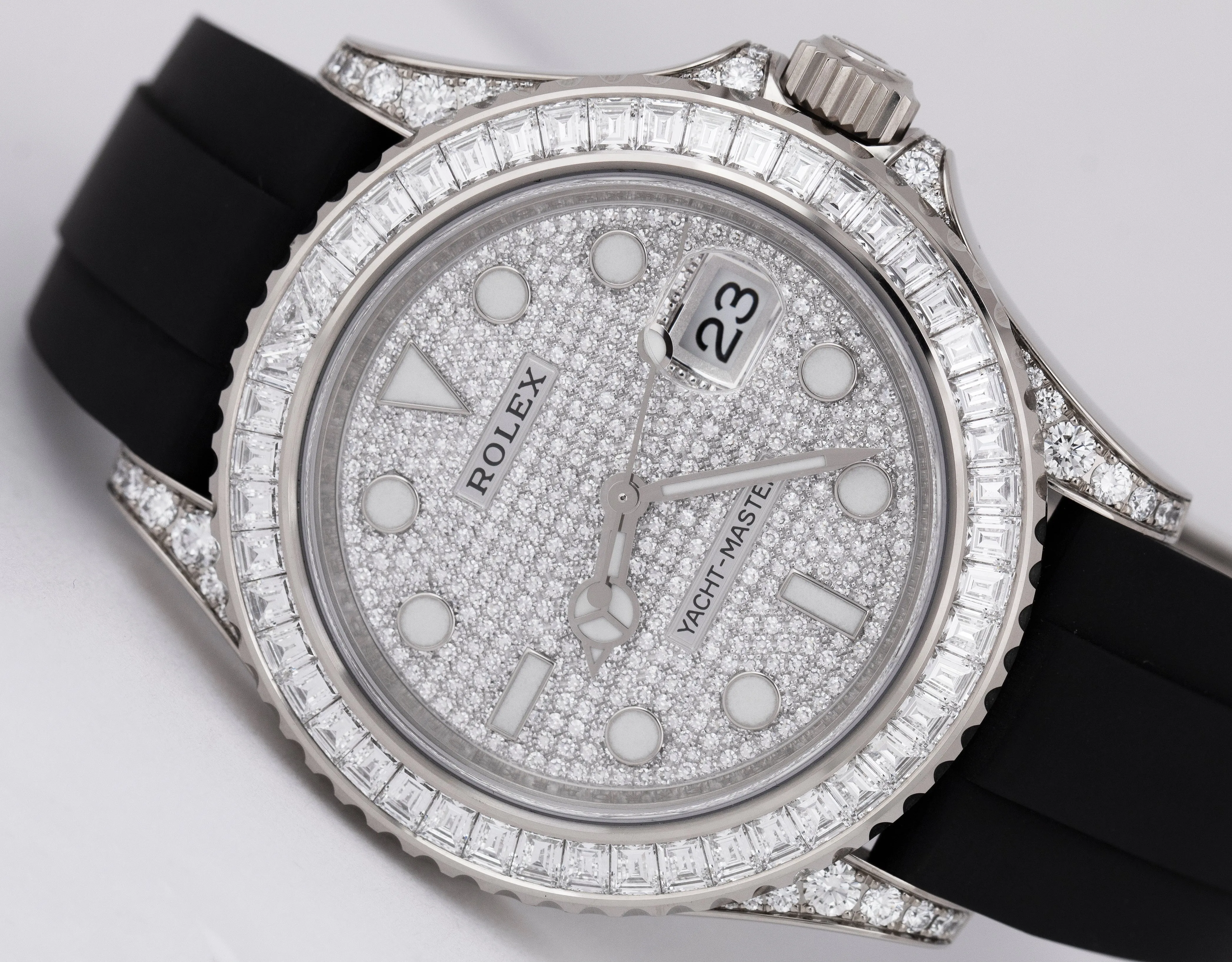 Rolex Yacht-Master 18K White Gold BAGUETTE PAVE DIAMOND DIAL 42mm 226679 TBR B P