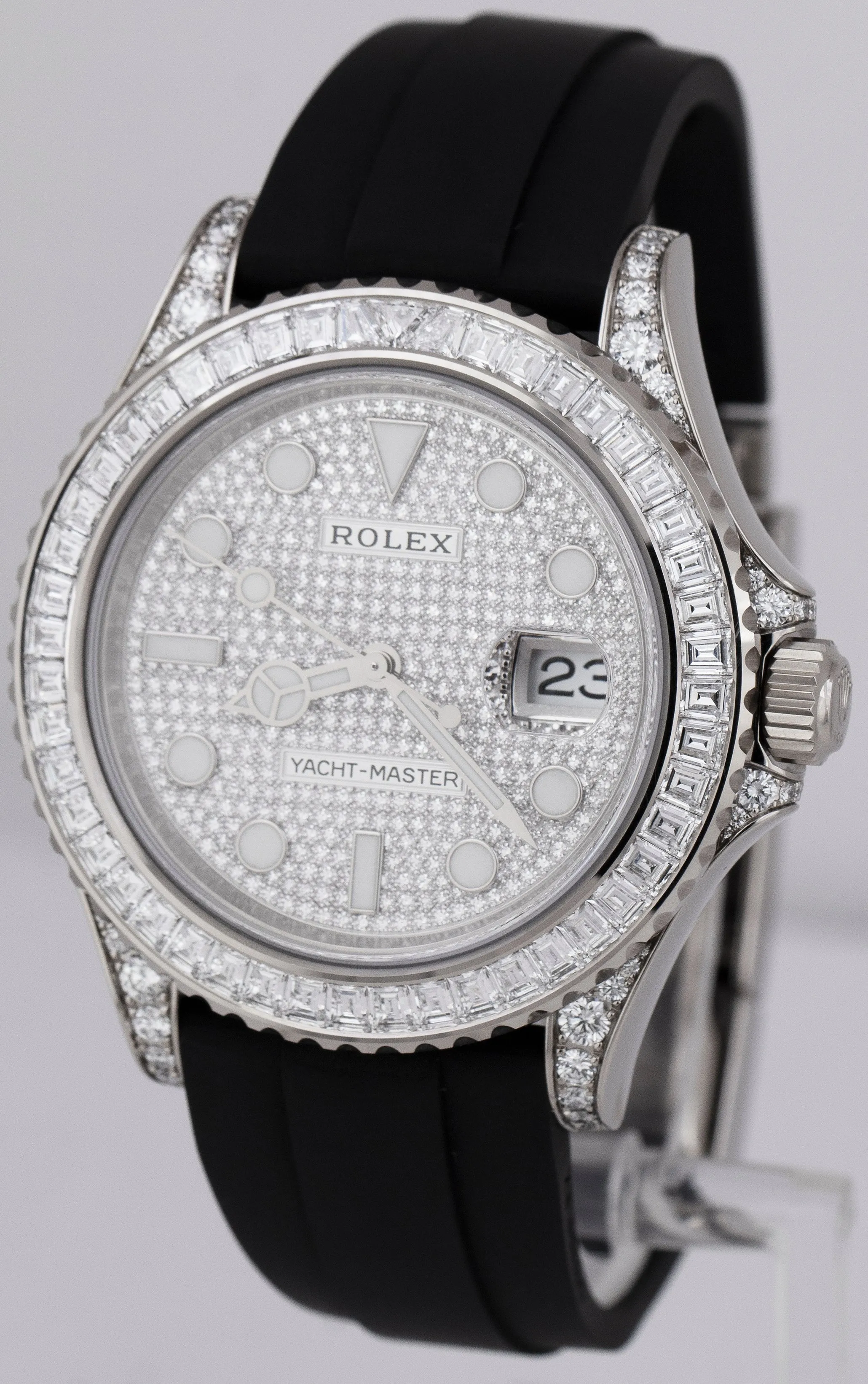 Rolex Yacht-Master 18K White Gold BAGUETTE PAVE DIAMOND DIAL 42mm 226679 TBR B P