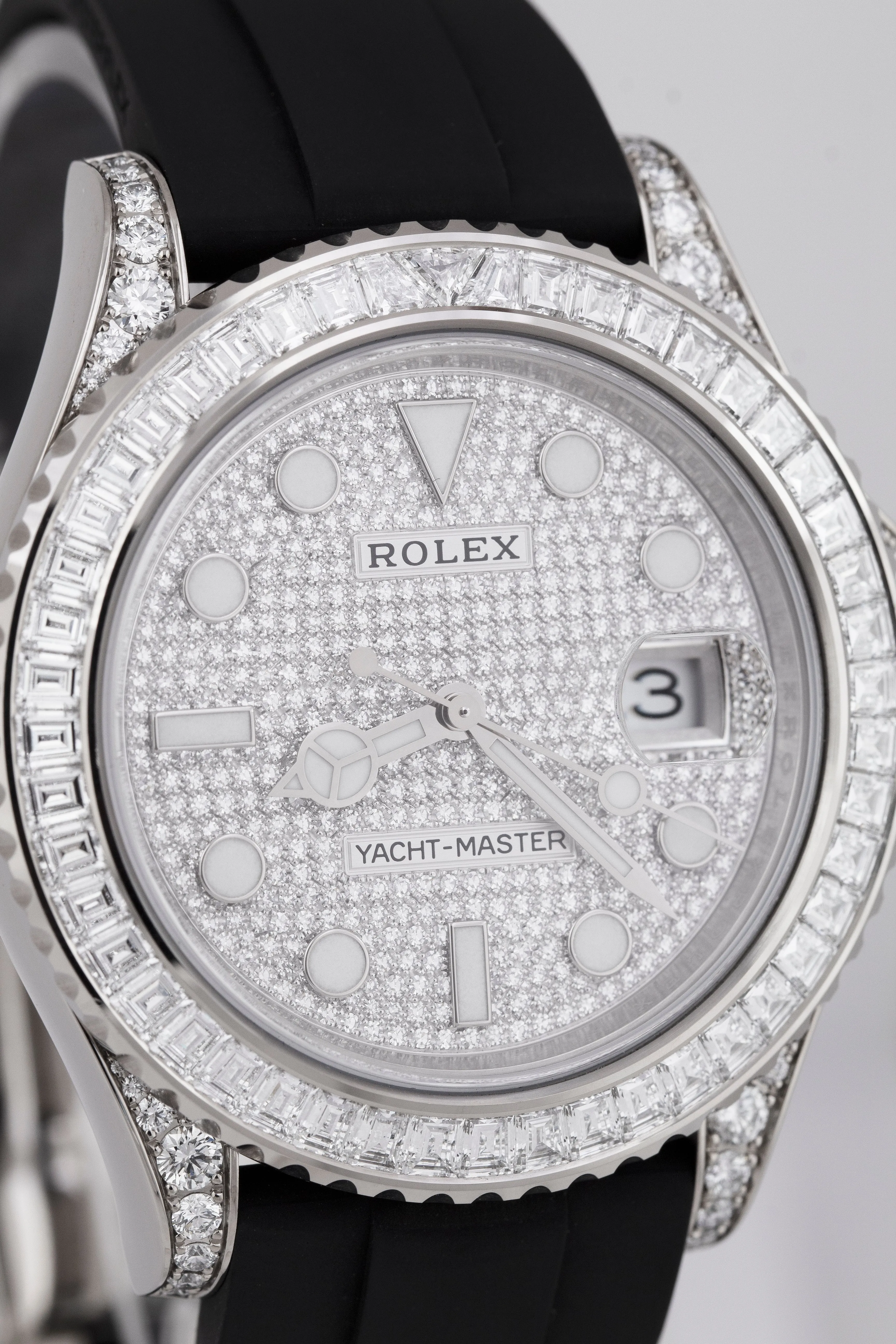 Rolex Yacht-Master 18K White Gold BAGUETTE PAVE DIAMOND DIAL 42mm 226679 TBR B P