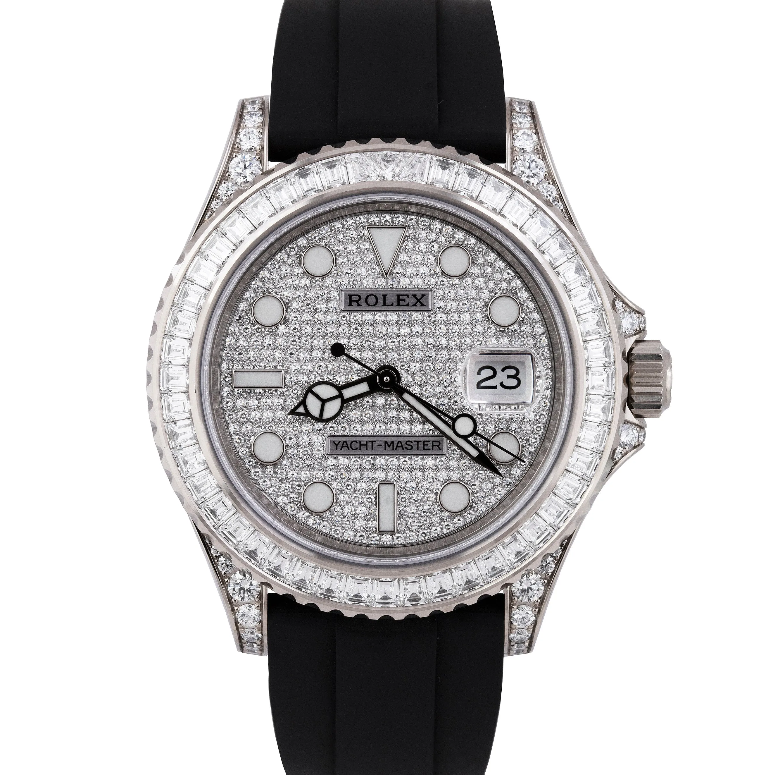 Rolex Yacht-Master 18K White Gold BAGUETTE PAVE DIAMOND DIAL 42mm 226679 TBR B P