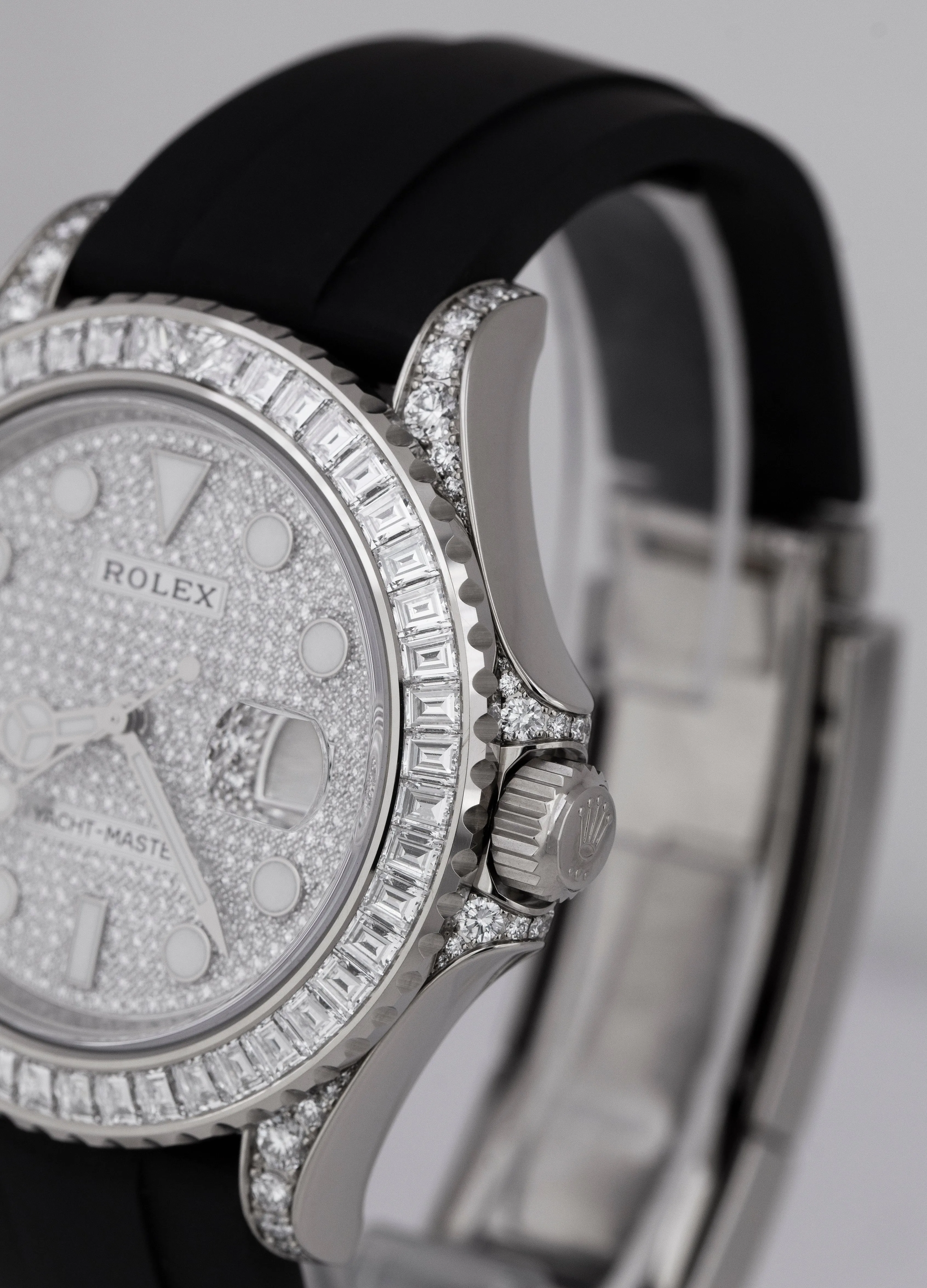 Rolex Yacht-Master 18K White Gold BAGUETTE PAVE DIAMOND DIAL 42mm 226679 TBR B P
