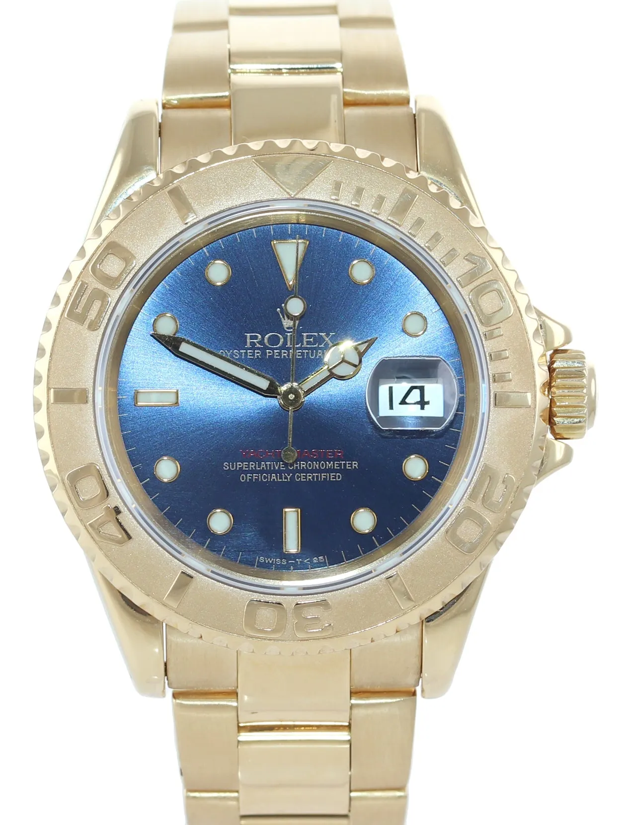 Rolex Yacht-Master 18k Yellow Gold Blue Dial 16628 40mm Watch Box