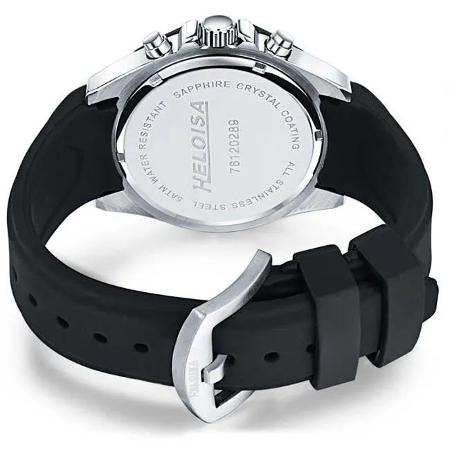 Round Case and Black Dial with Black Rubber Band  Sport Chronos Watch  For Men - Heloisa 76120289