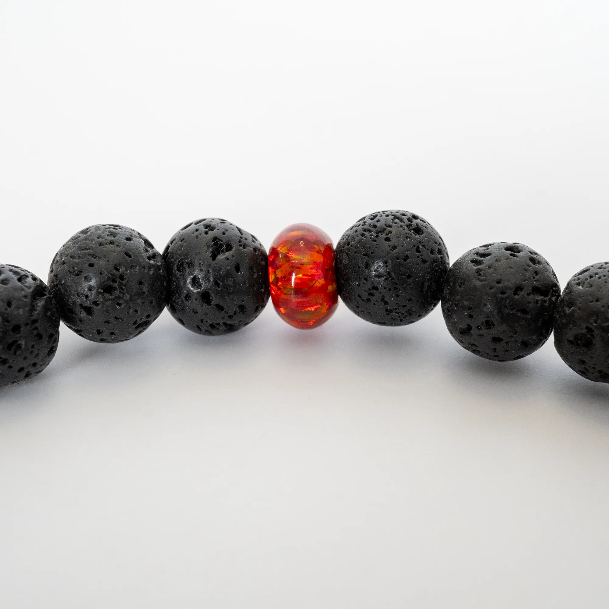 Ruby Red Opal & Lava Stone Beaded Bracelet