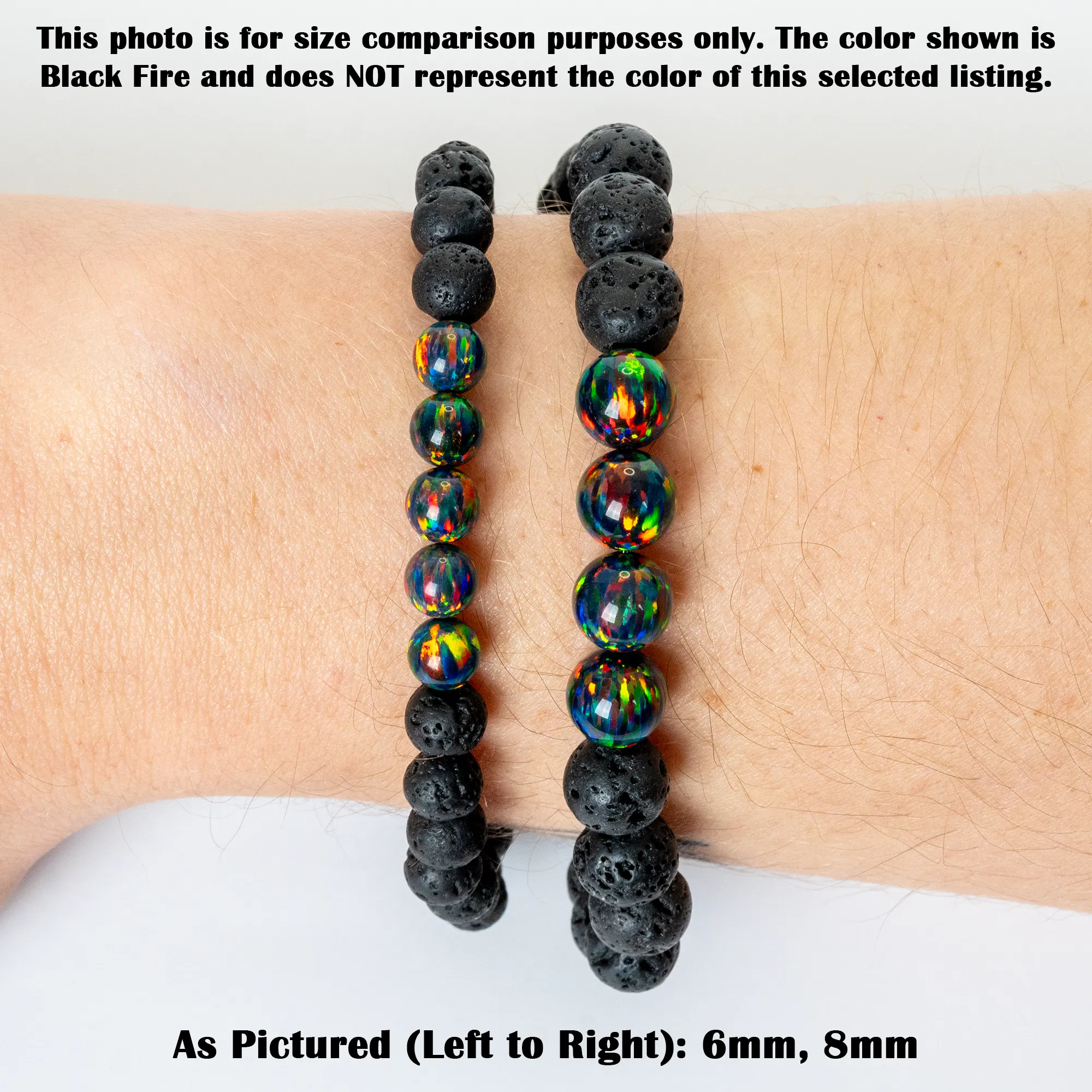 Ruby Red Opal & Lava Stone Beaded Bracelet