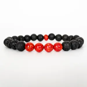 Ruby Red Opal & Lava Stone Beaded Bracelet