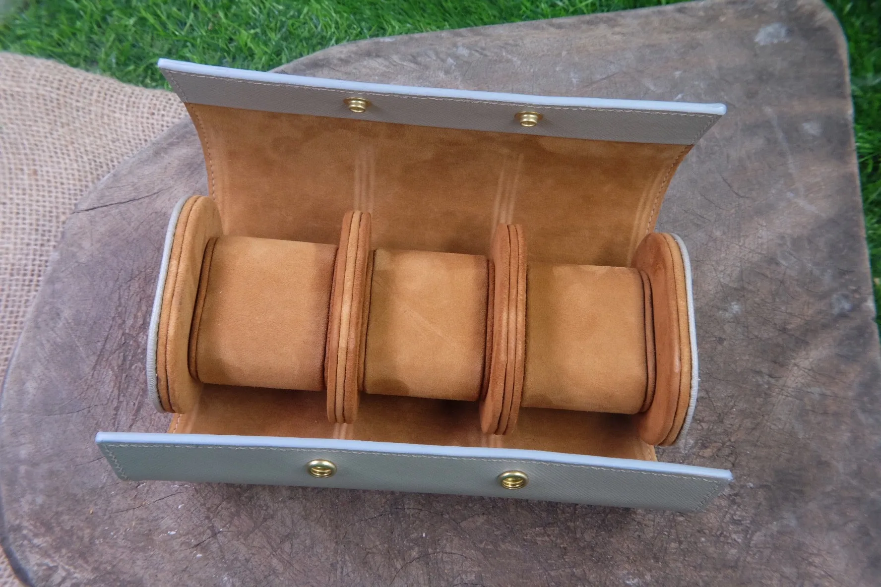 Saffiano leather 3 watch roll HDWR10