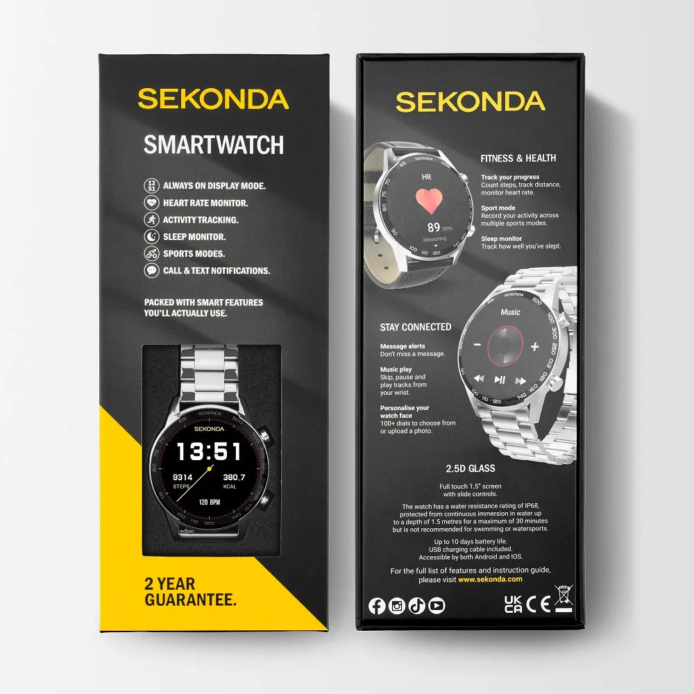 Sekonda Active Plus Smart Watch Silver Case Steel Bracelet 30177
