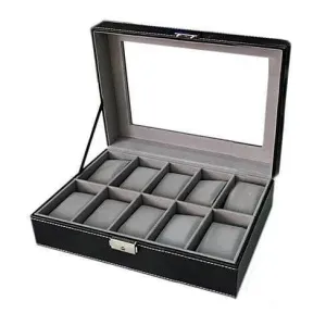 Size: 10 Watch Valet - WATCH VALET Glass Top Watch Boxes For Collection Of 6 or