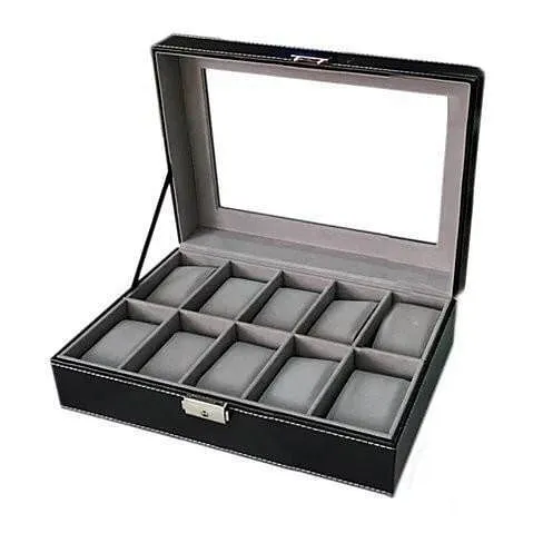 Size: 10 Watch Valet - WATCH VALET Glass Top Watch Boxes For Collection Of 6 or